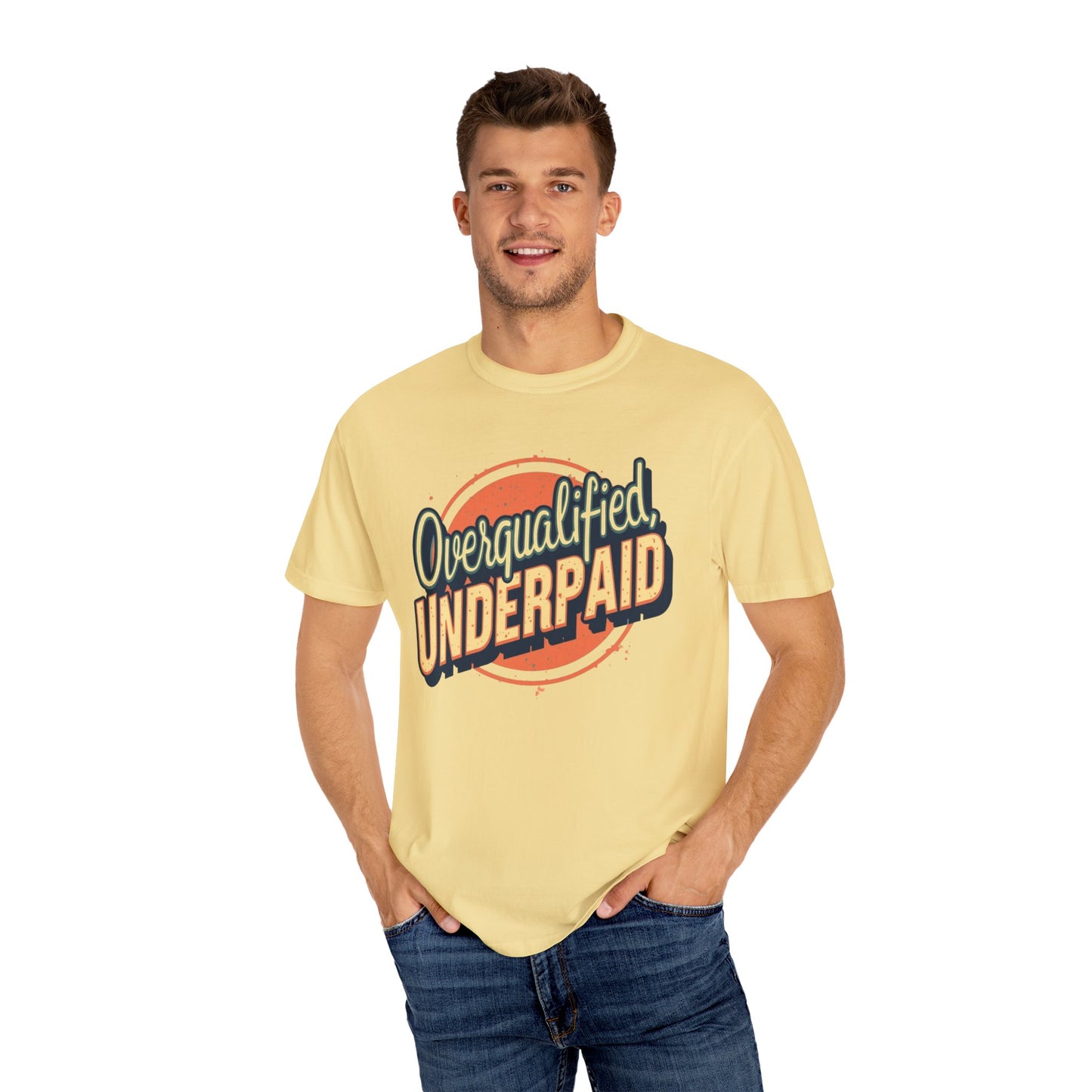 Overqualified, Underpaid T-Shirt for Job Seekers, Overqualified and Underpaid Tee, Funny Graphic Shirt for Graduates, Casual Wear, Gift for Friends - Psychonaut Swag