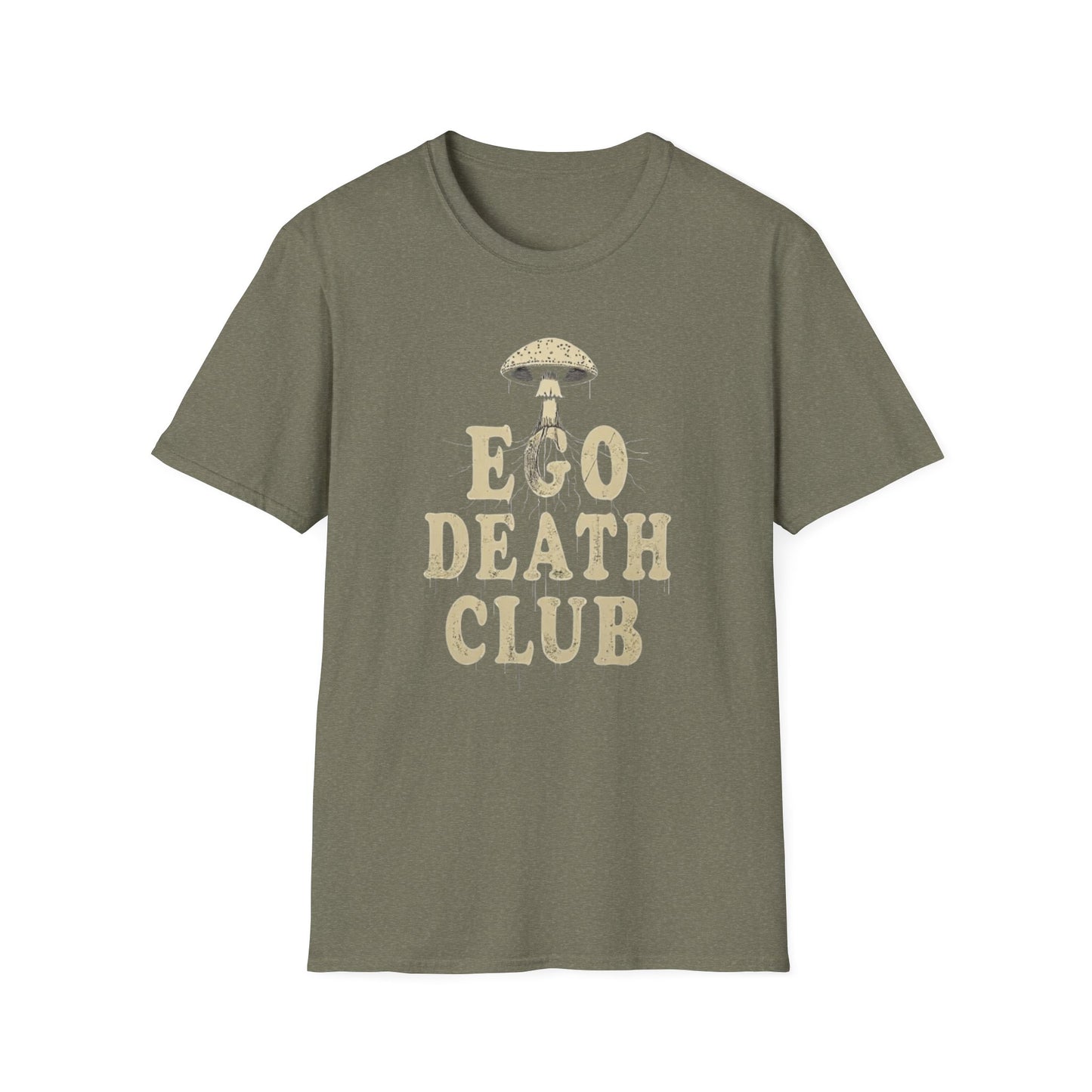 Ego Death Club Mushroom, T-Shirt, Unisex Softstyle Tee, Casual Wear, Gift for Friends, Unique Graphic Shirt - Psychonaut Swag