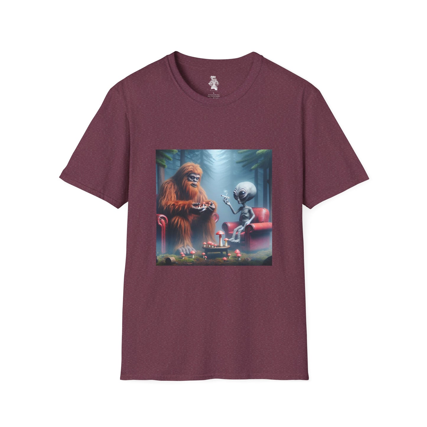 Unisex Tee - Mystical Bigfoot and Alien Encounter in the Woods - Psychonaut Swag