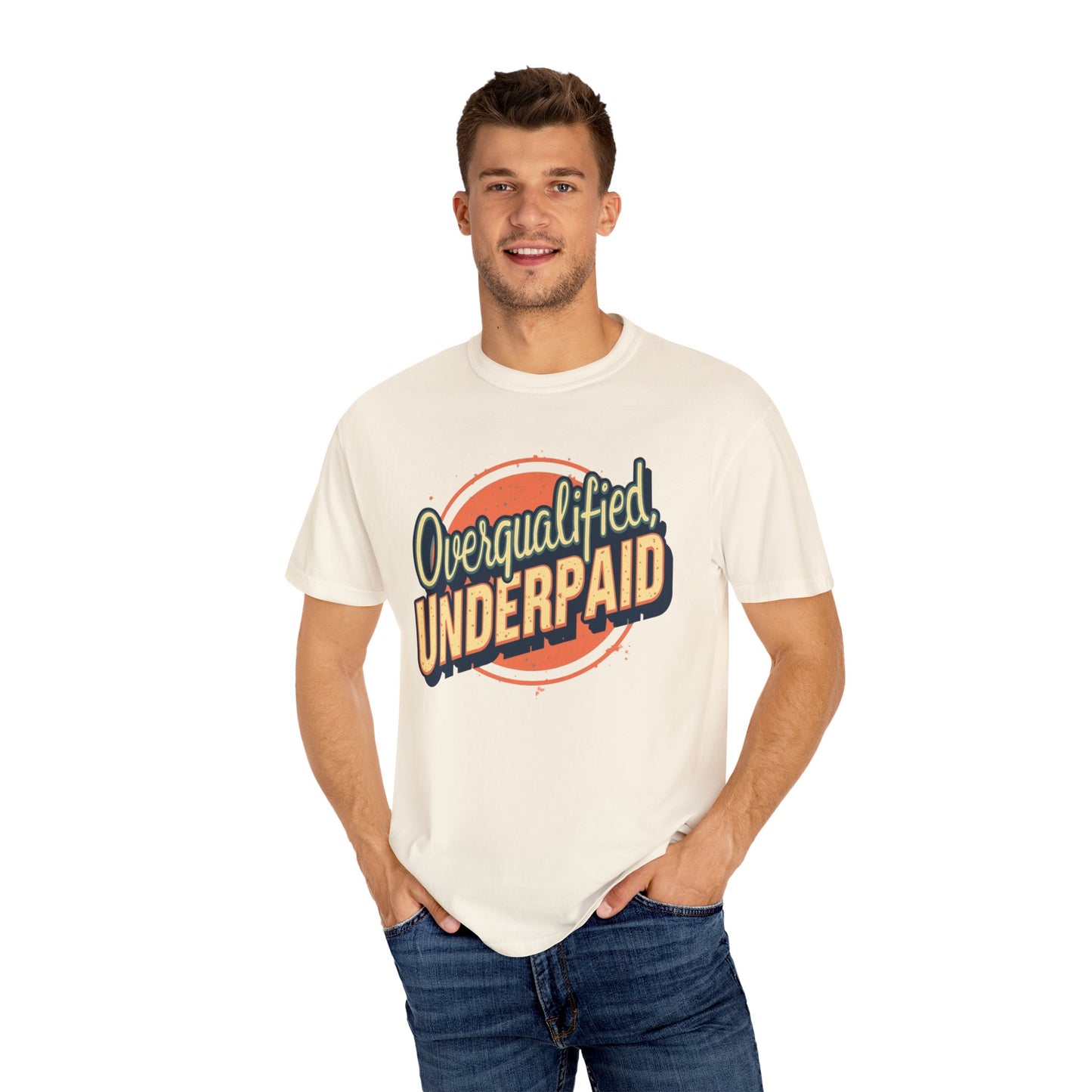 Overqualified, Underpaid T-Shirt for Job Seekers, Overqualified and Underpaid Tee, Funny Graphic Shirt for Graduates, Casual Wear, Gift for Friends - Psychonaut Swag