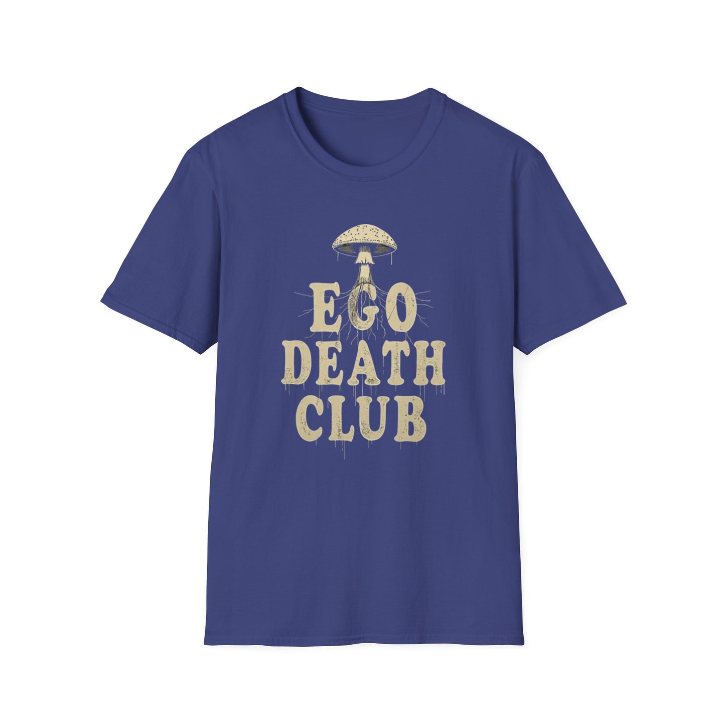 Ego Death Club Mushroom, T-Shirt, Unisex Softstyle Tee, Casual Wear, Gift for Friends, Unique Graphic Shirt - Psychonaut Swag
