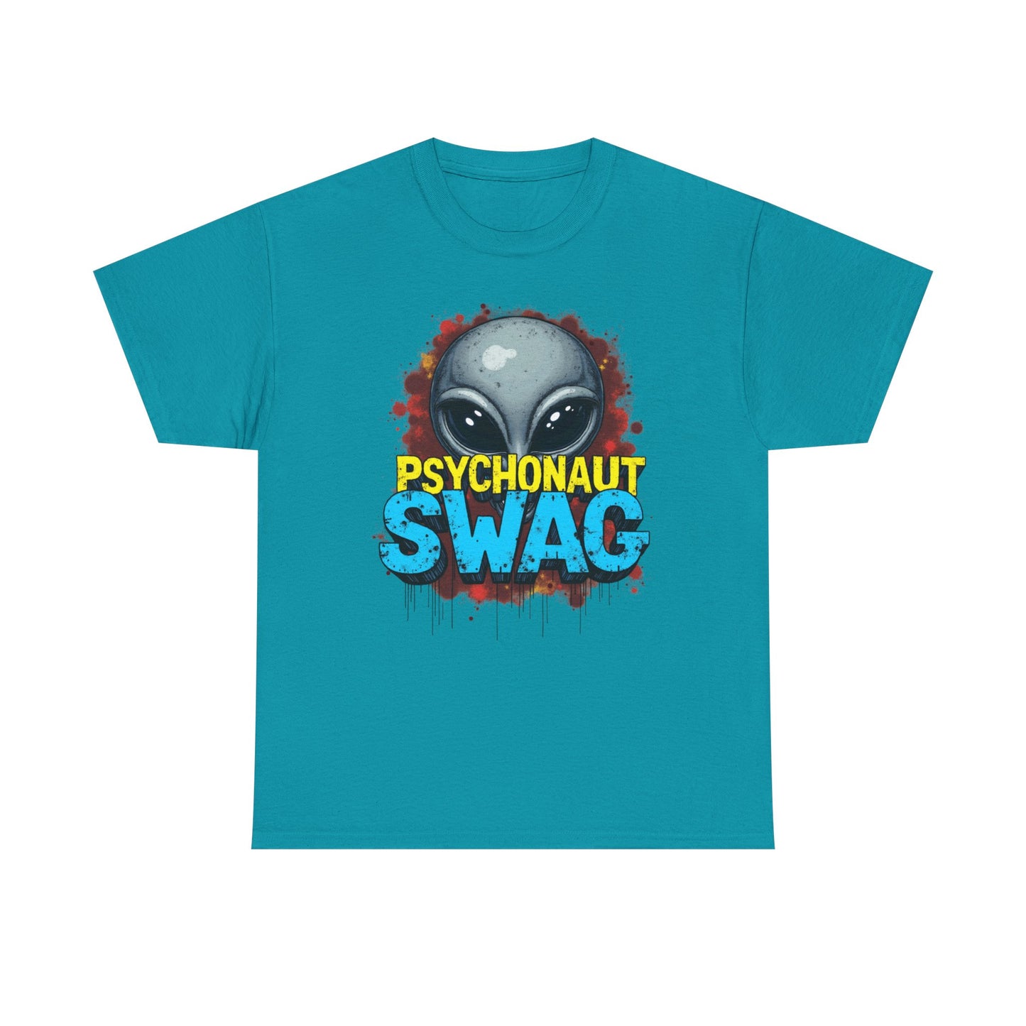 Hidden Alien, Psychonaut Swag, Staple Tee, Unisex Heavy Cotton Tee - Psychedelic Alien Swag Tee, Fun Graphic Tee, Perfect for Festivals, Casual Wear, Gift for Space Lovers - Psychonaut Swag
