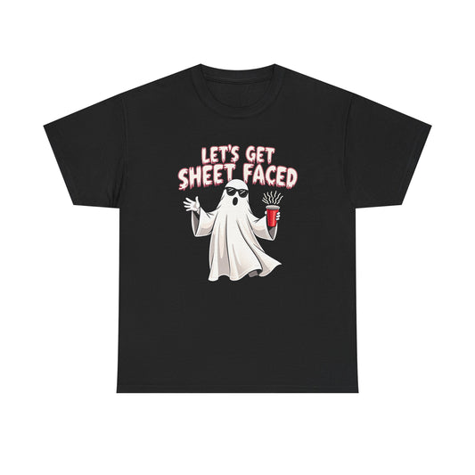 Let's Get Sheet Faced Ghost T‑Shirt — Funny Halloween Party Tee