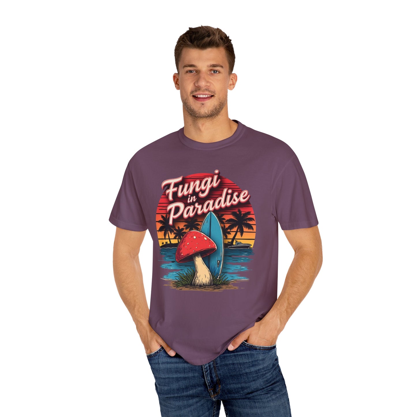 Fungi in Paradise Design, Relaxed Tee, Vintage Style Shirt, Gift for Nature Lovers, Eco-Friendly Apparel