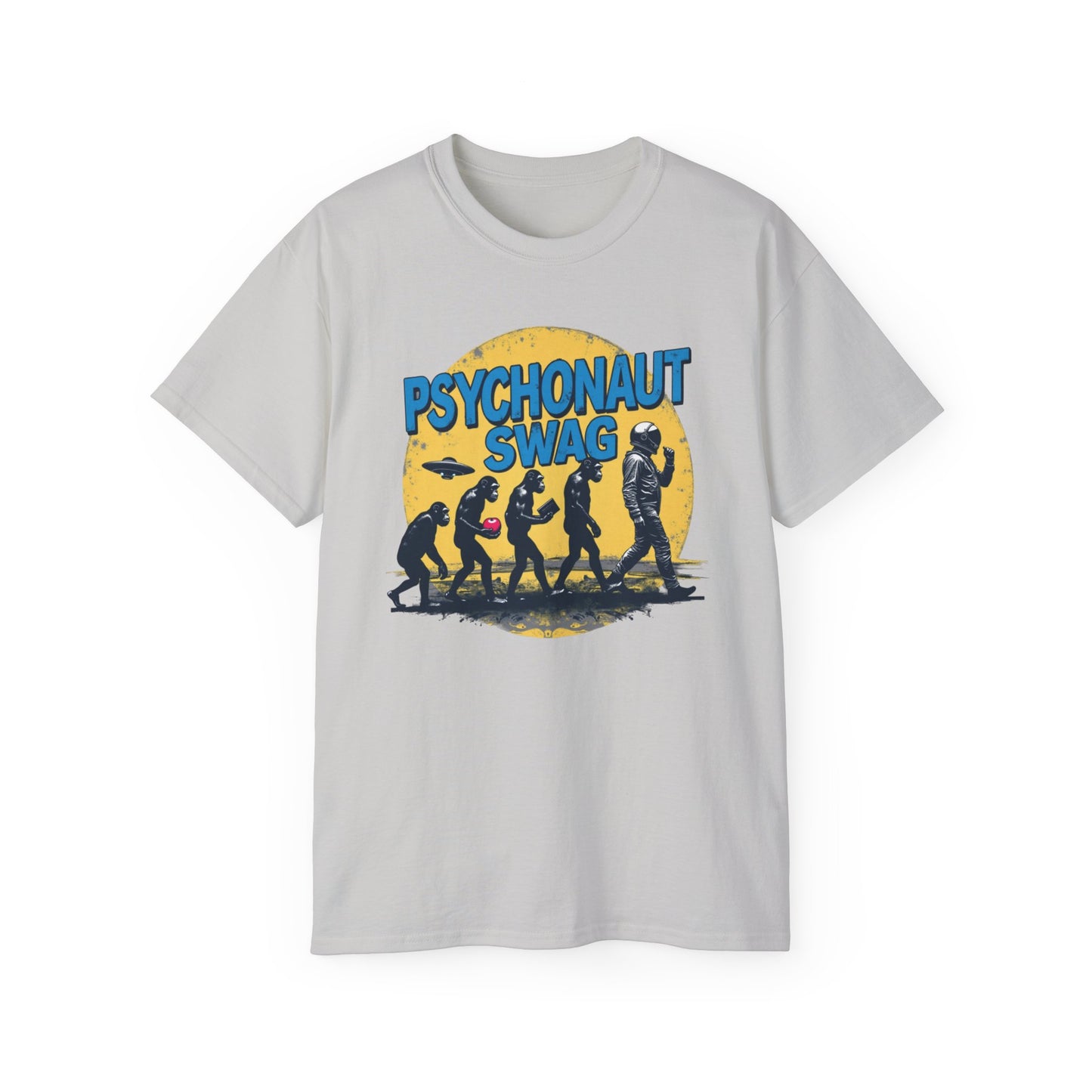 Psychonaut Evolution of Man Sunset, Unisex Tee, Retro Graphic T-Shirt, Music Festival Attire, Gift for Gamers, Casual Streetwear - Psychonaut Swag