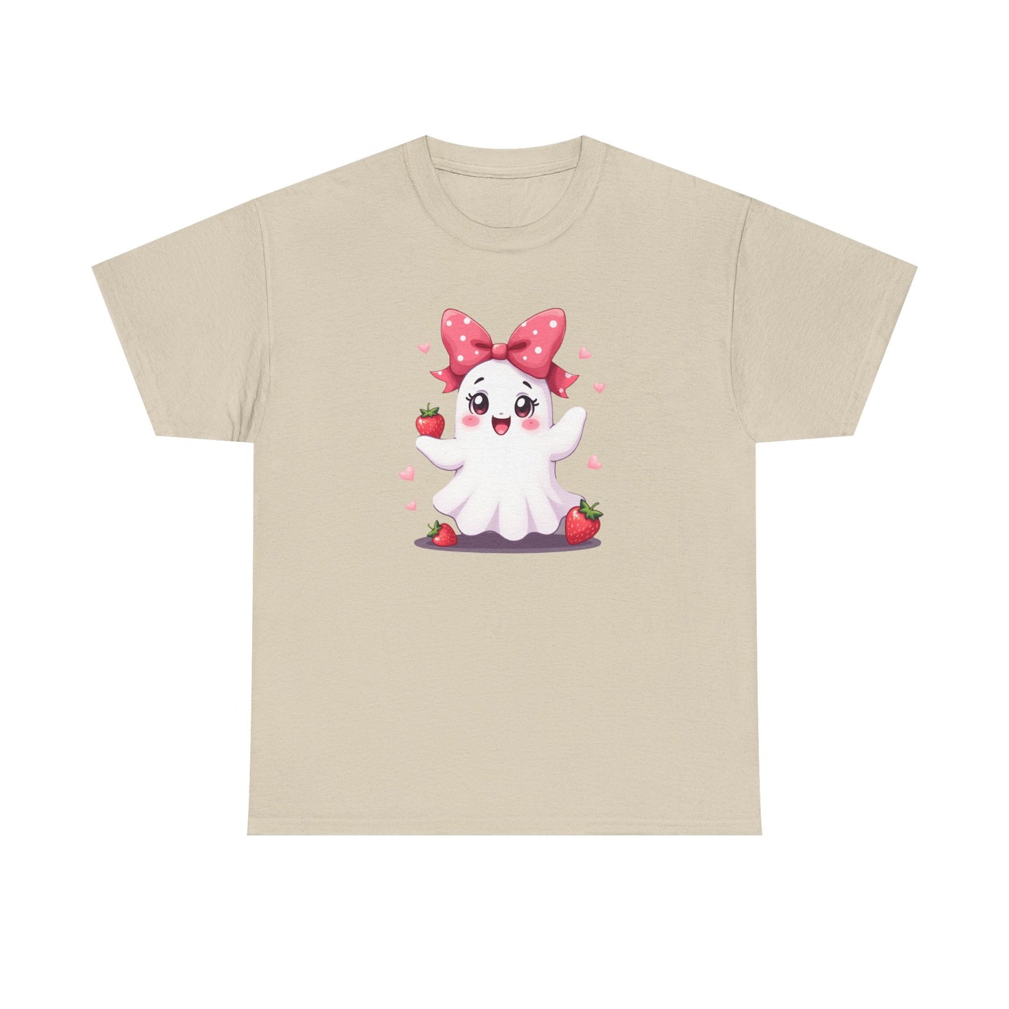 Cute Ghost Strawberry Unisex Tee, Perfect for Halloween, Gift, Casual Wear, Festival Shirt, Summer Vibes, Kawaii Apparel