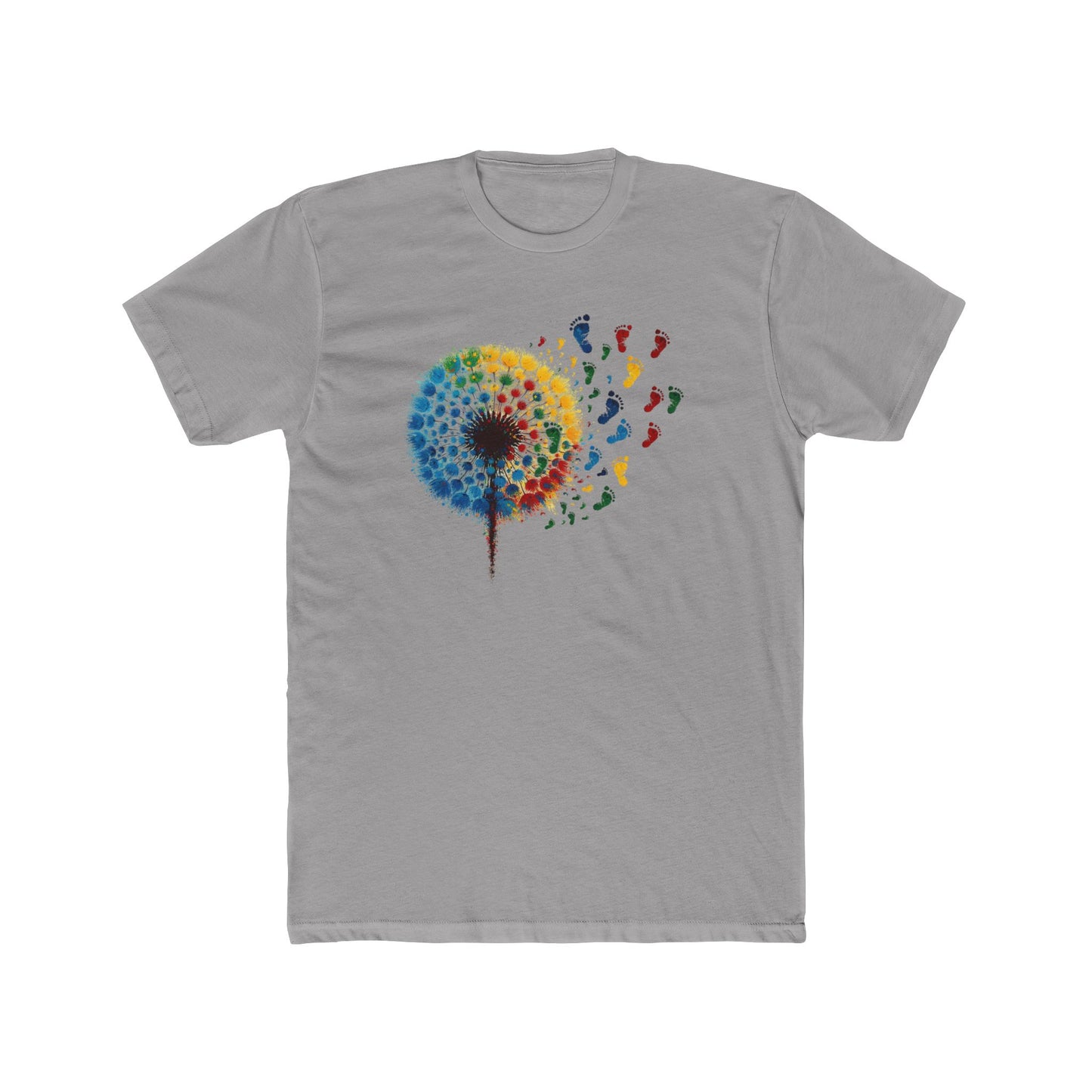 Colorful Dandelion Unisex Cotton Crew Tee, Gift for Nature Lovers, Casual Wear, Art T-Shirt, Eco-Friendly Fashion, Summer Style - Psychonaut Swag