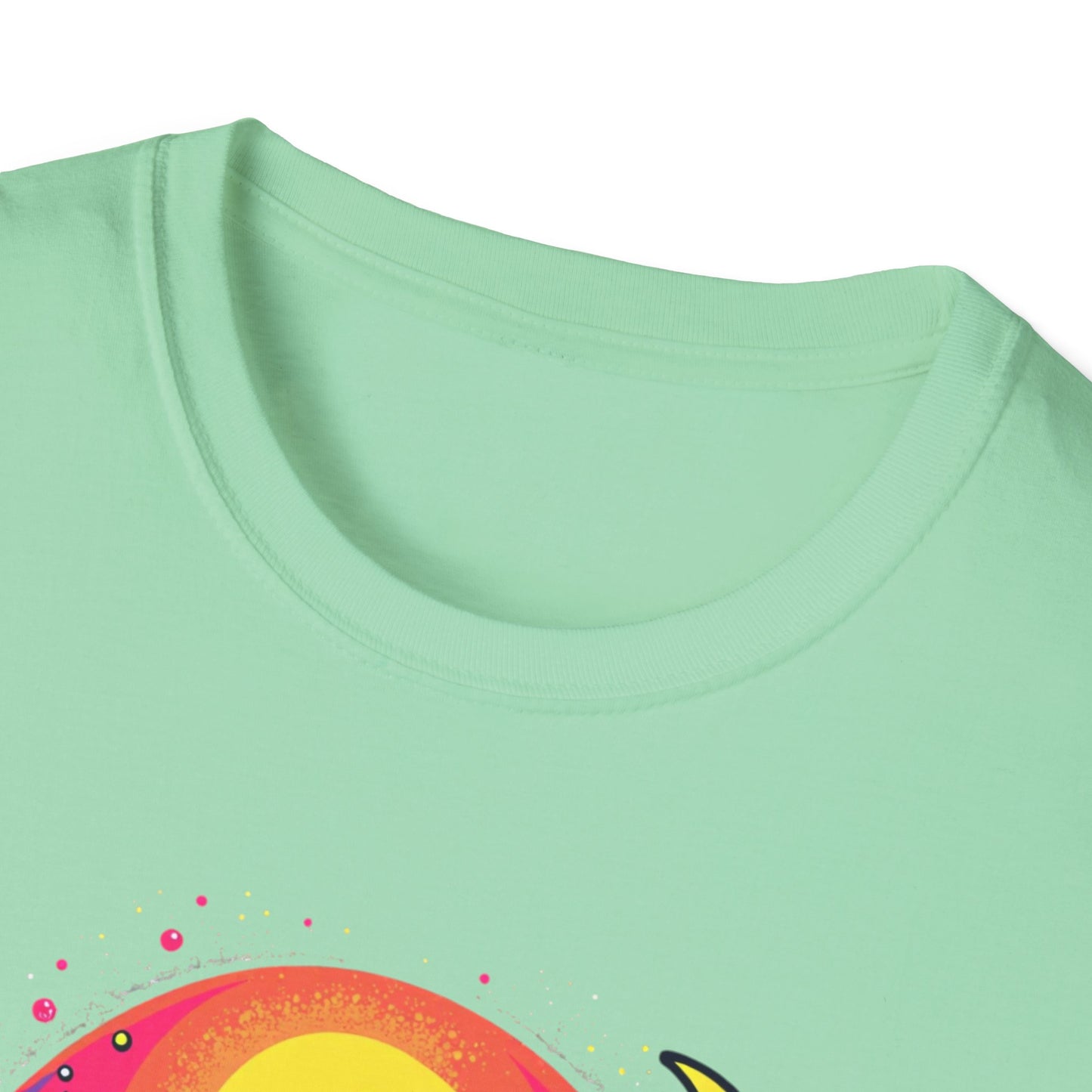 Cosmic Digital Dreams Unisex Softstyle T-Shirt - Vibrant Space-Inspired Design - Psychonaut Swag