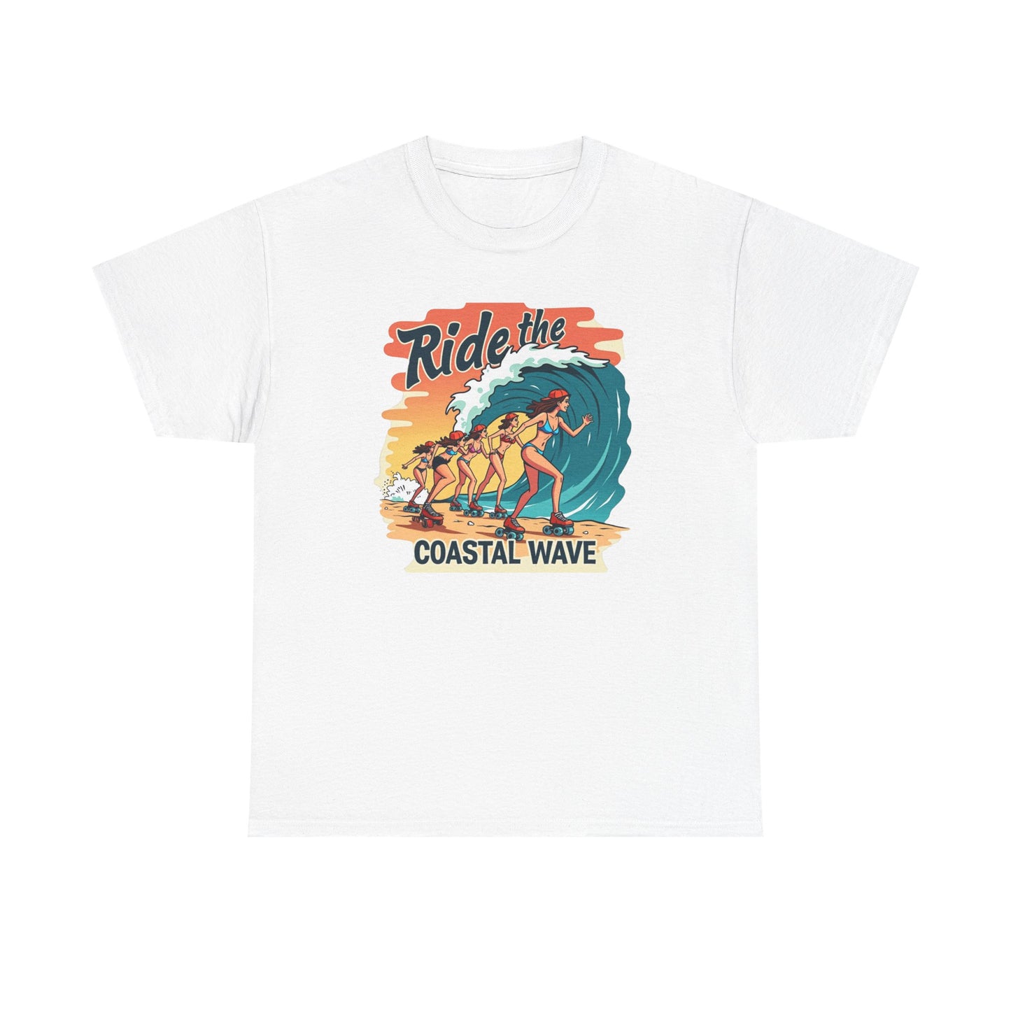 Follow the Wave, Unisex Heavy Cotton Tee - Ride the Wave Vintage Surf Design - Psychonaut Swag