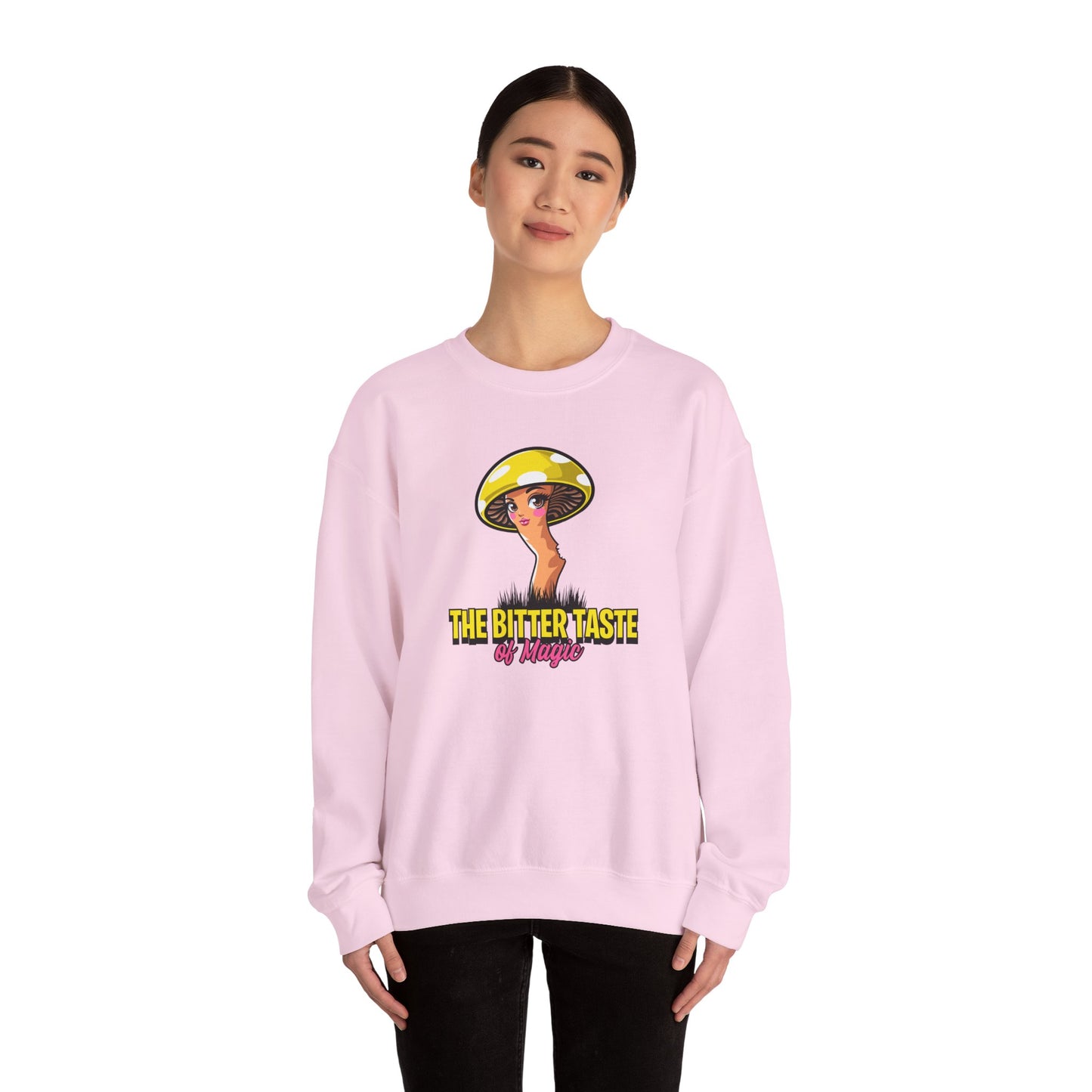 The Bitter Taste of Magic, Mushroom, Unisex Heavy Blend™ Crewneck Sweatshirt - Psychonaut Swag