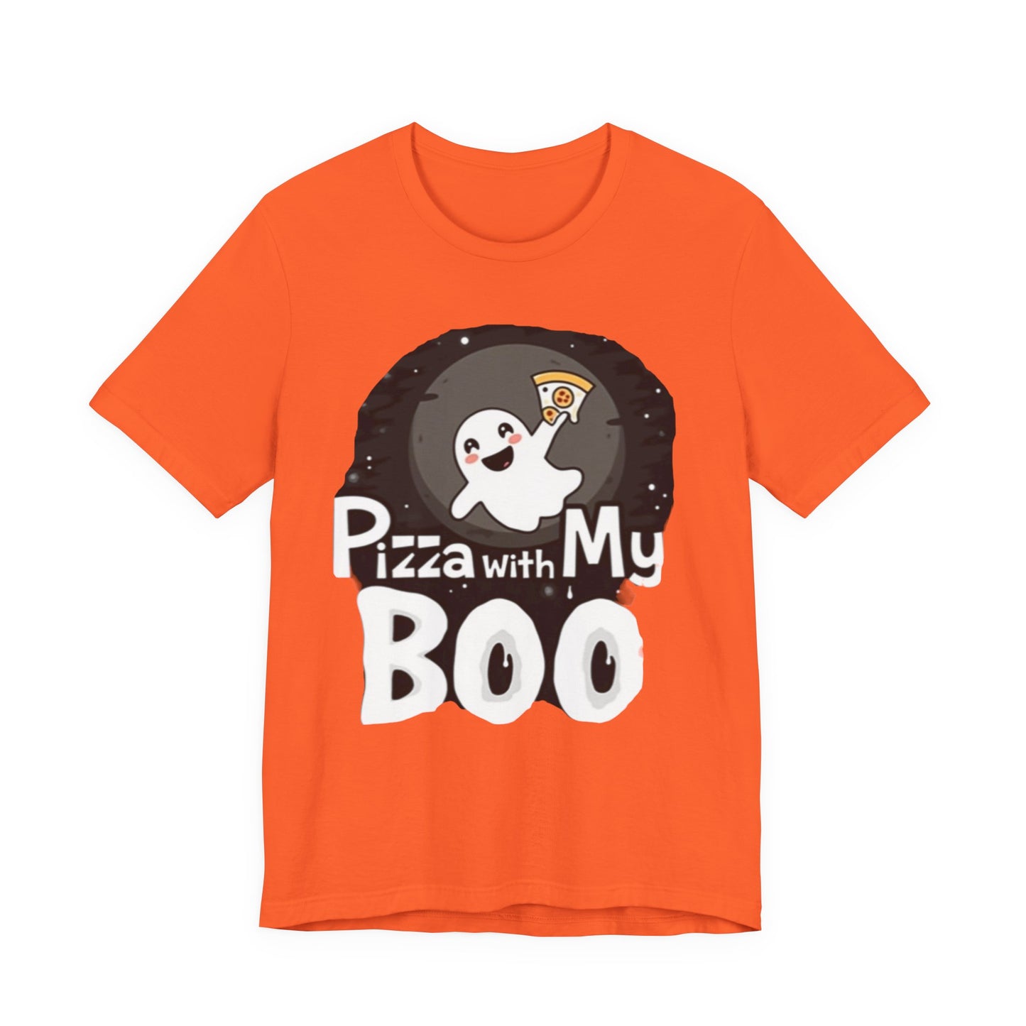 Ghost Pizza Boo Tee - Unisex Jersey Short Sleeve T-Shirt, Funny Halloween Shirt, Spooky Costume, Ghost Lover Gift, October Celebration