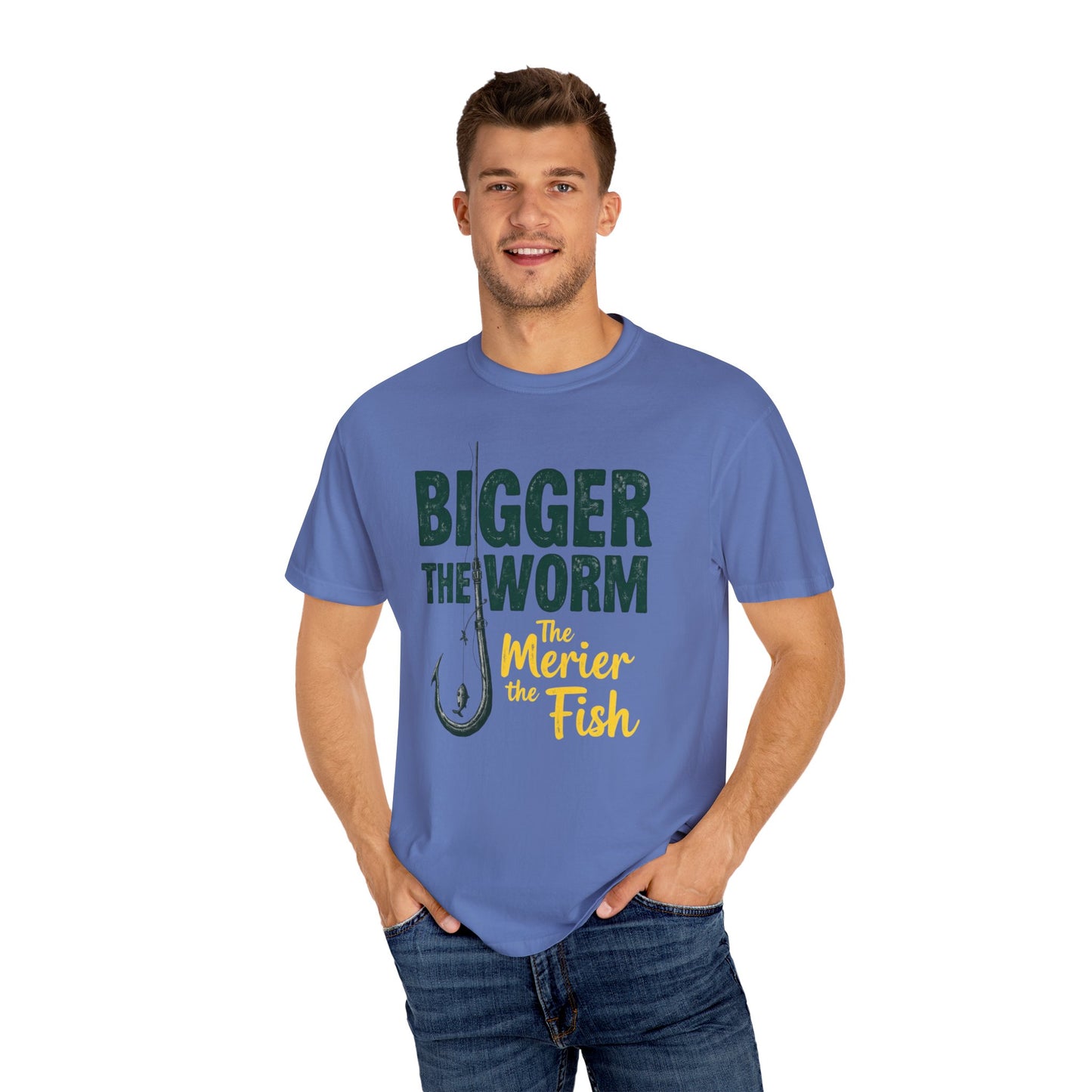 Big Worm Fishing Humor Unisex T-Shirt, Larger Than Life Tee, Gift for Anglers, Fun Outdoors Apparel, Dad's Fishing Day Shirt - Psychonaut Swag