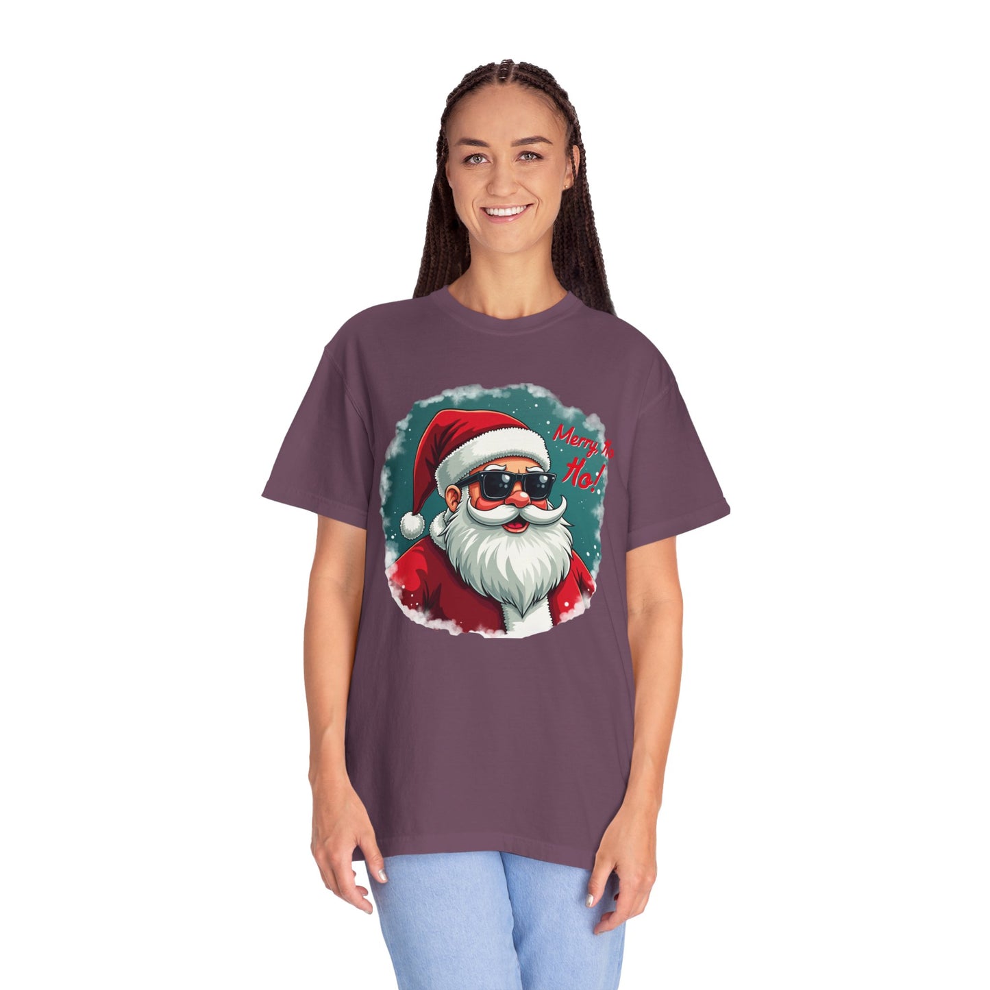 Santa Sunglasses T-Shirt — "Merry Ho Ho!" Cool Retro Christmas Tee