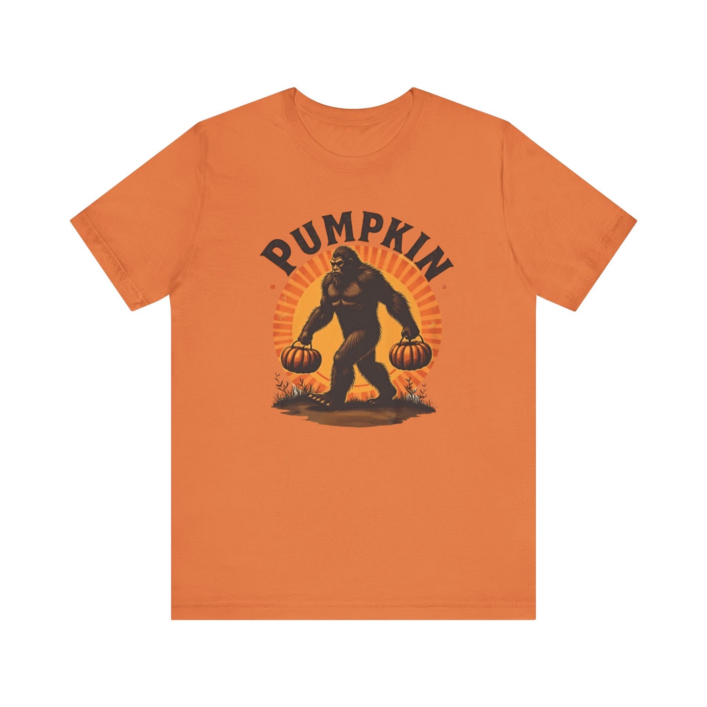 Pumpkin Bigfoot T-Shirt – Unisex Harvest Tee for Fall, Halloween, Autumn Celebrations, Gift for Nature Lovers, Casual Wear