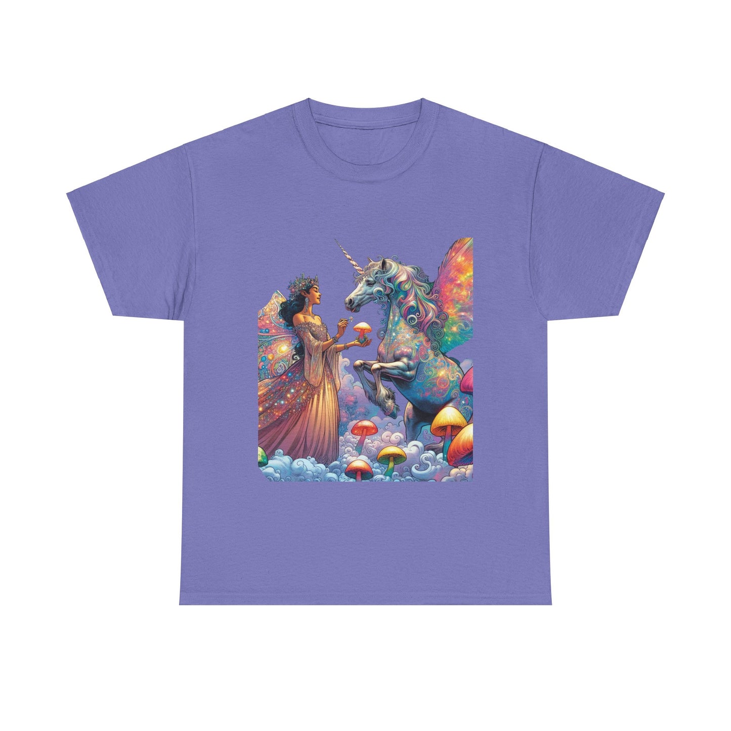 Graphic Tee - Fairy feeding a magical unicorn in the forest - Psychonaut Swag