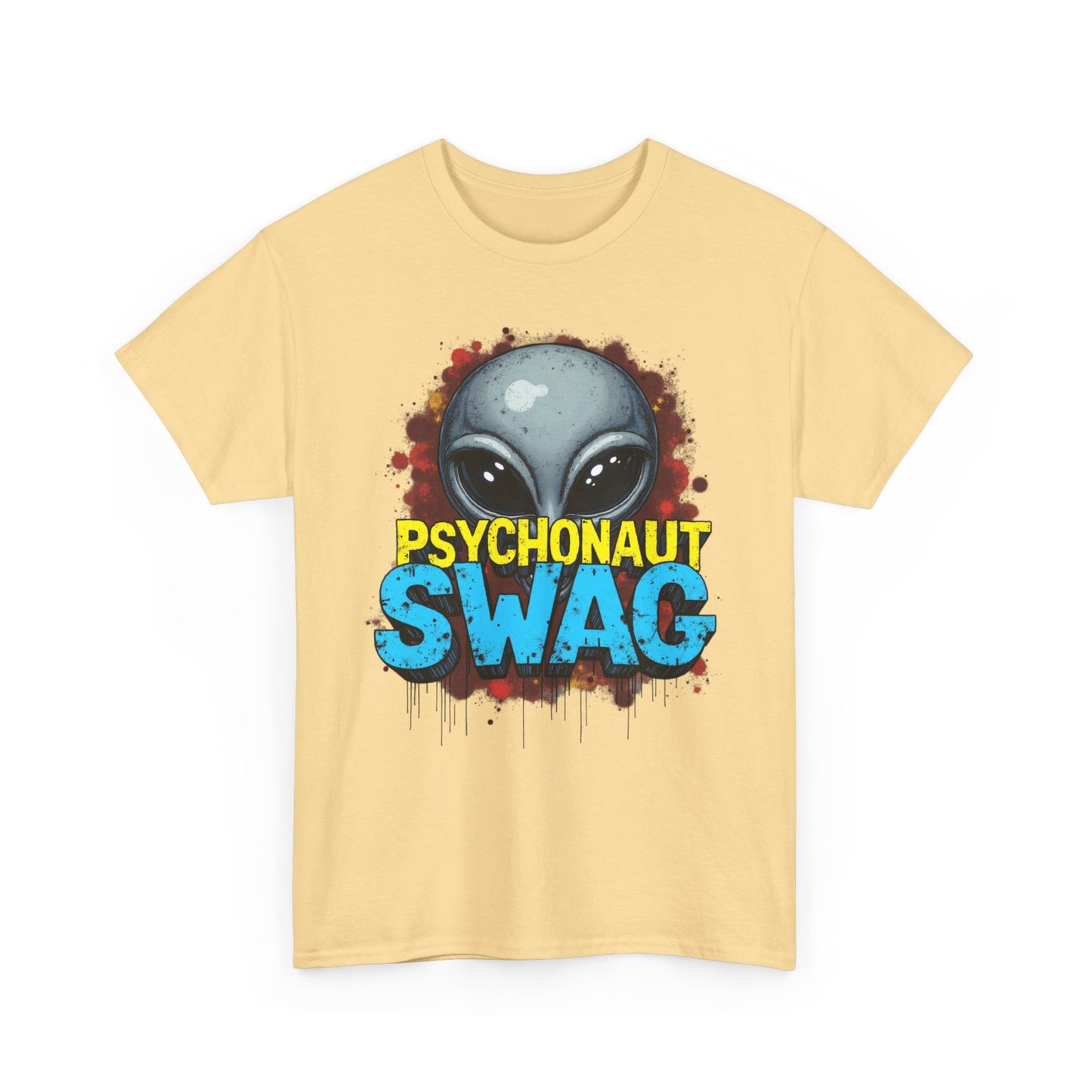 Hidden Alien, Psychonaut Swag, Staple Tee, Unisex Heavy Cotton Tee - Psychedelic Alien Swag Tee, Fun Graphic Tee, Perfect for Festivals, Casual Wear, Gift for Space Lovers - Psychonaut Swag