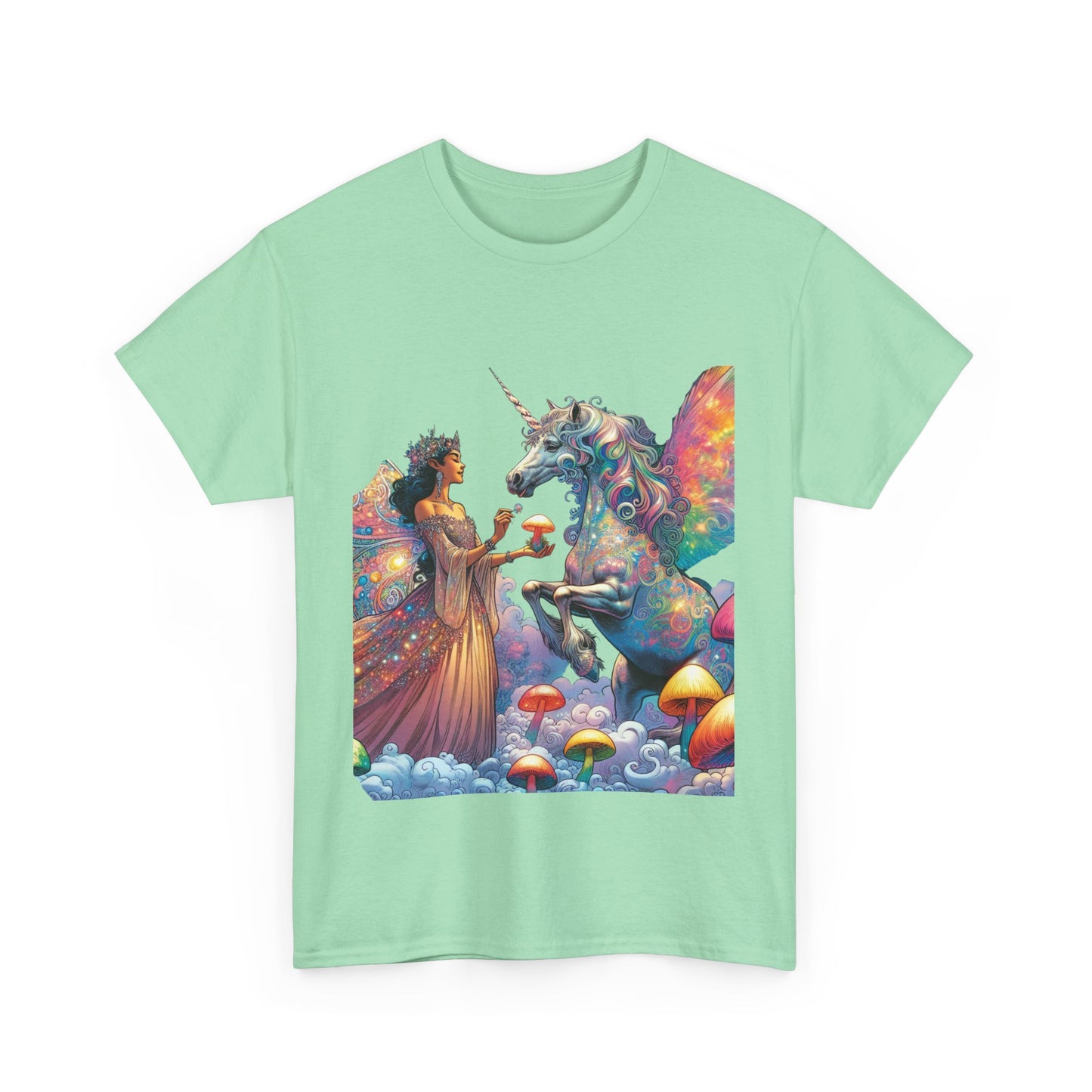 Graphic Tee - Fairy feeding a magical unicorn in the forest - Psychonaut Swag