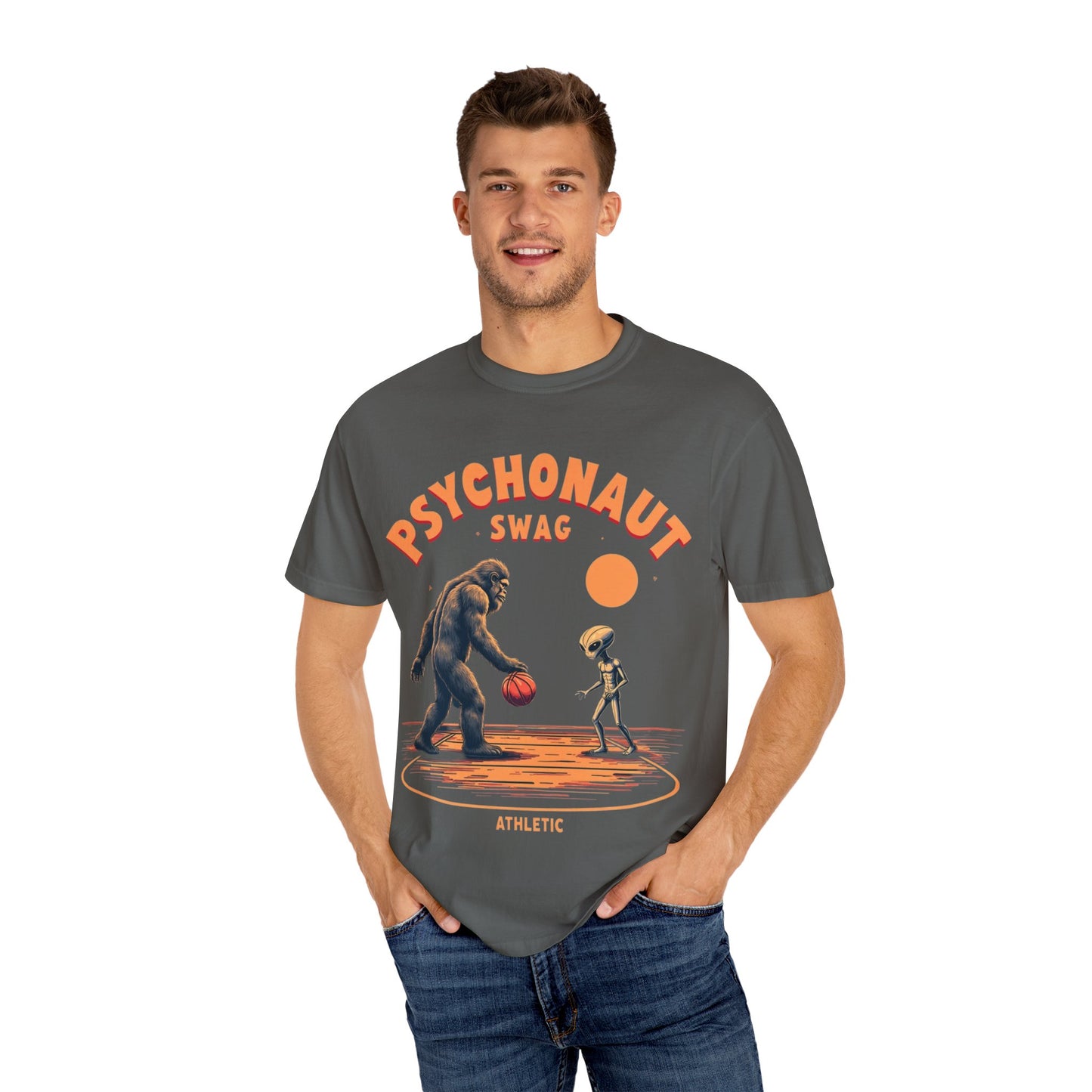 Alien vs Bigfoot, Psychonaut Swag Unisex T-Shirt, Funny Graphic Tee, Unique Gift for Gamers, Outdoor Lovers, Birthday, Casual Wear - Psychonaut Swag