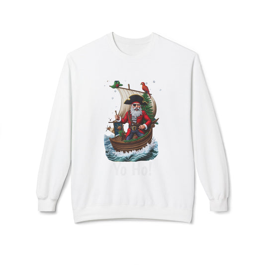 Santa Pirate, Yo Ho, Crewneck Sweatshirt — Nautical Christmas Holiday Sweater