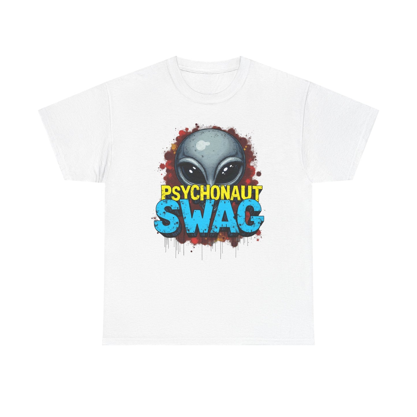 Hidden Alien, Psychonaut Swag, Staple Tee, Unisex Heavy Cotton Tee - Psychedelic Alien Swag Tee, Fun Graphic Tee, Perfect for Festivals, Casual Wear, Gift for Space Lovers - Psychonaut Swag
