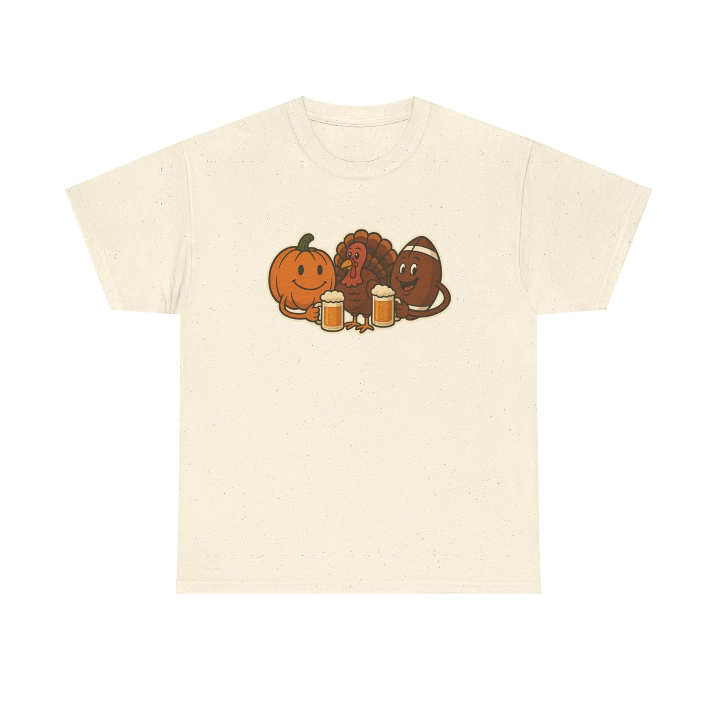 Thanksgiving Day Football & Beer Unisex Cotton Tee, Autumn T-Shirt, Holiday Apparel, Halloween Gift, Family Gathering Outfit, Seasonal Clothing