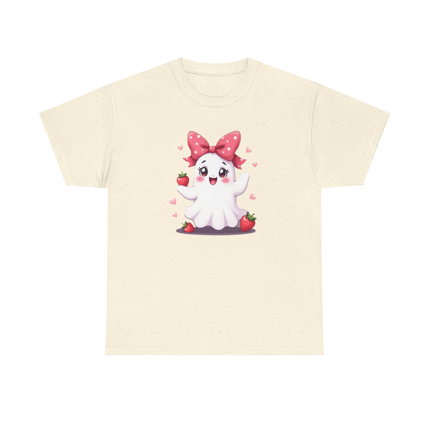 Cute Ghost Strawberry Unisex Tee, Perfect for Halloween, Gift, Casual Wear, Festival Shirt, Summer Vibes, Kawaii Apparel