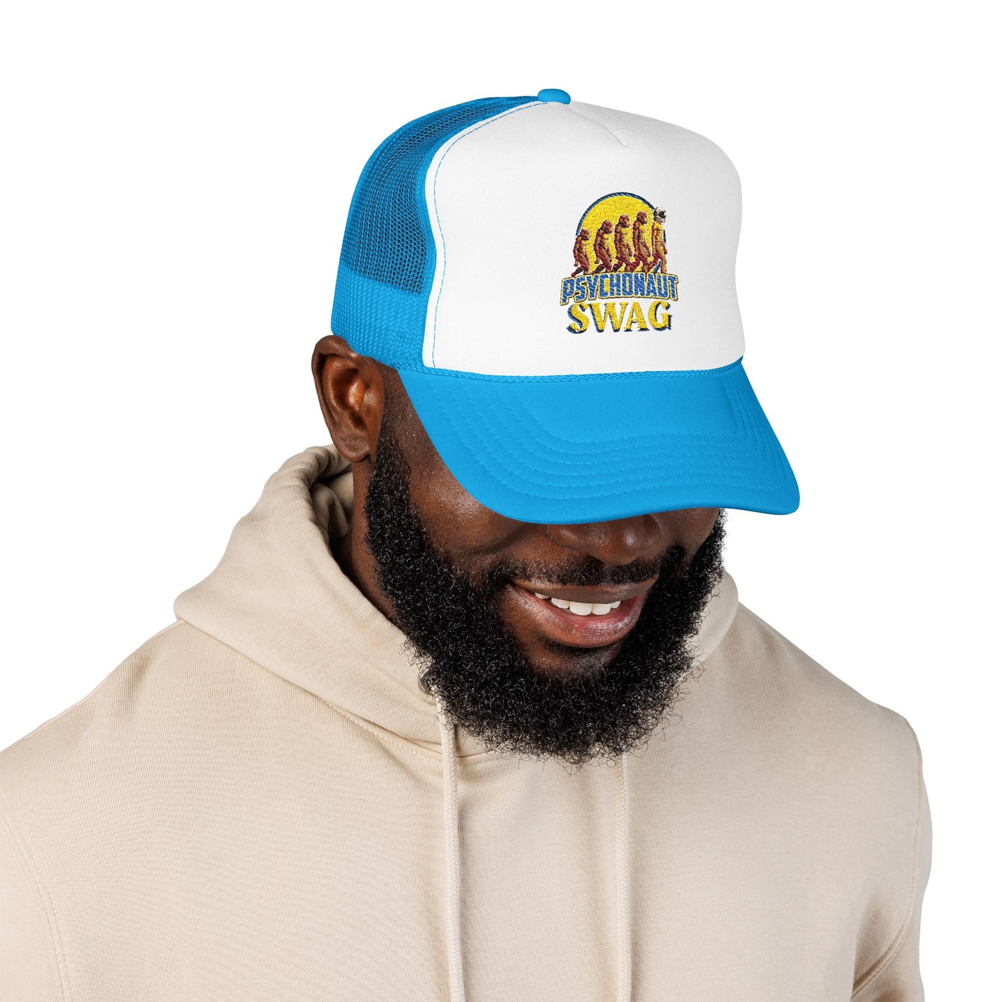 Psychonaut swag small biz, Trucker Hat, Retro Snapback Cap for Festivals, Embroidered Swag for Psychonauts, Perfect Gift for Music Lovers