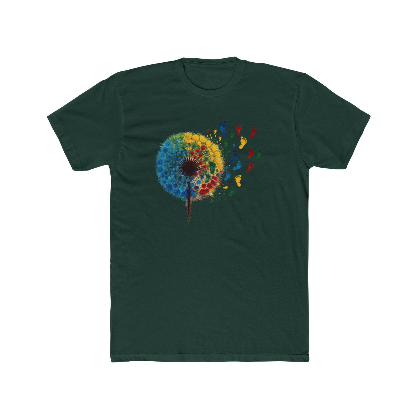 Colorful Dandelion Unisex Cotton Crew Tee, Gift for Nature Lovers, Casual Wear, Art T-Shirt, Eco-Friendly Fashion, Summer Style - Psychonaut Swag