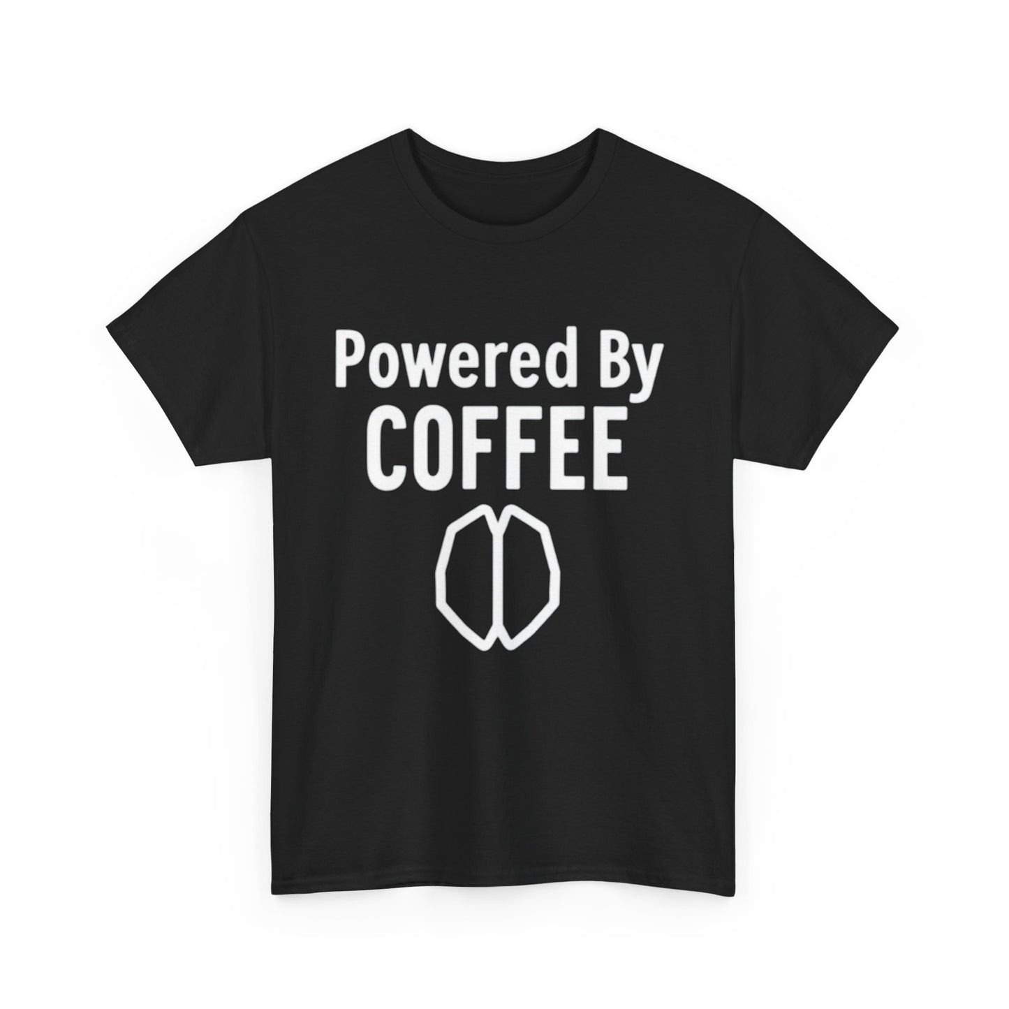 Powered By Coffee Unisex Heavy Cotton Tee, Funny Coffee Lover Shirt, Gift for Barista, Casual Wear, Perfect for Birthdays, Everyday Use - Psychonaut Swag