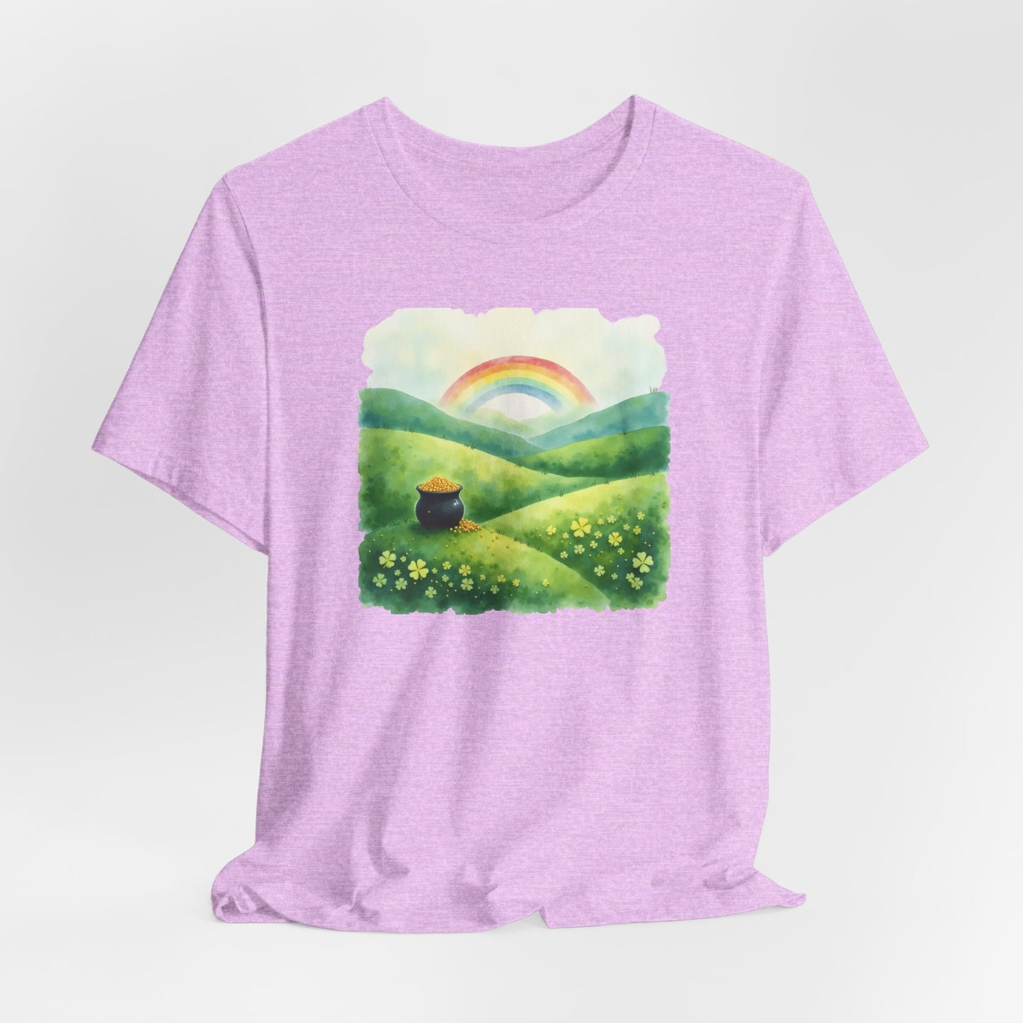 Rainbow with pot of gold, Unisex Jersey Short Sleeve Tee
