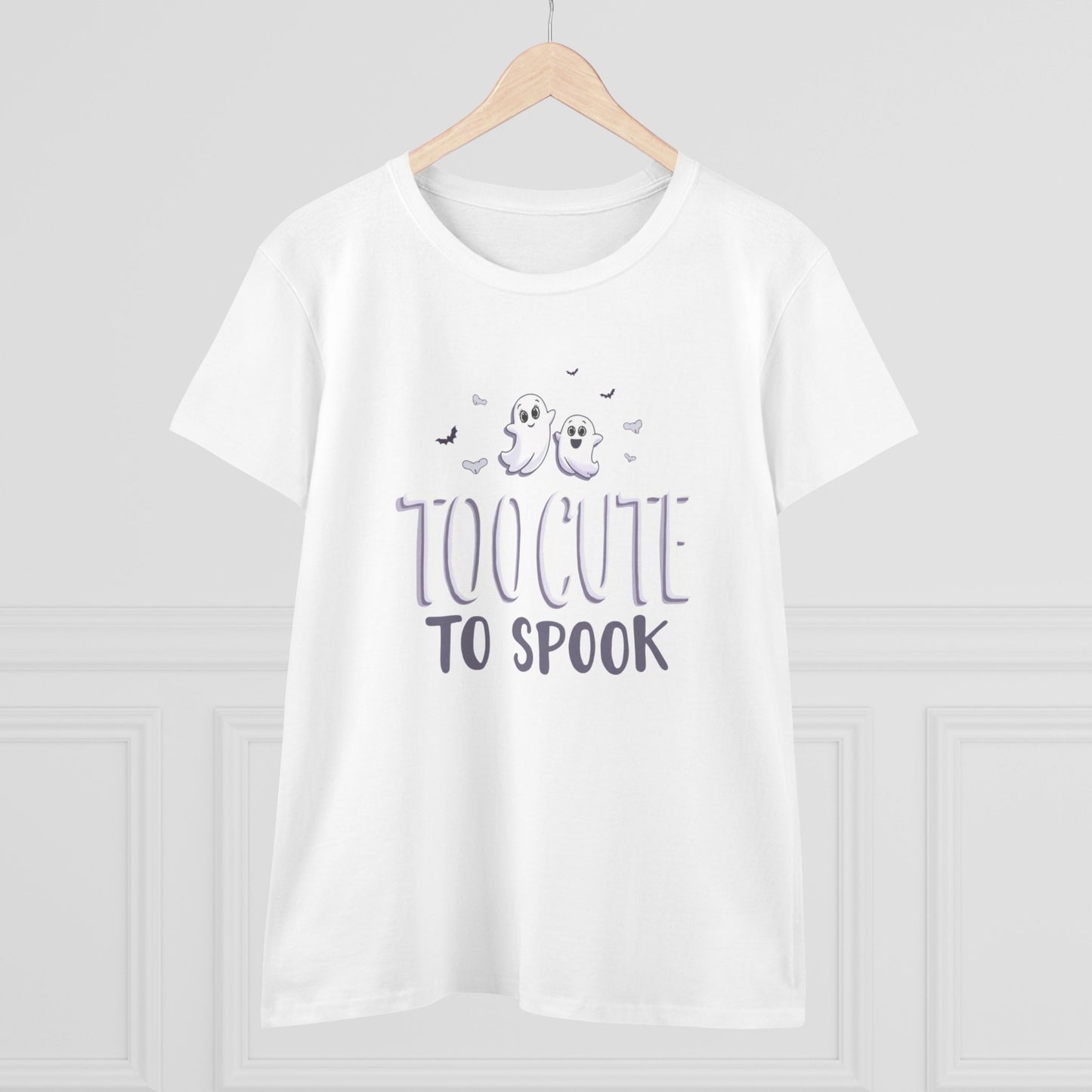 Too Cute to Spook Women's Cotton Tee, Halloween T-Shirt, Ghostly Graphic Tee, Casual Fall Apparel, Fun Halloween Outfit