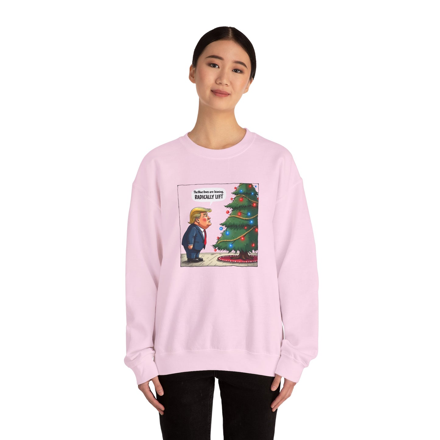 Political Christmas Tree Sweatshirt — "Radically Lit" Holiday Cartoon Crewneck