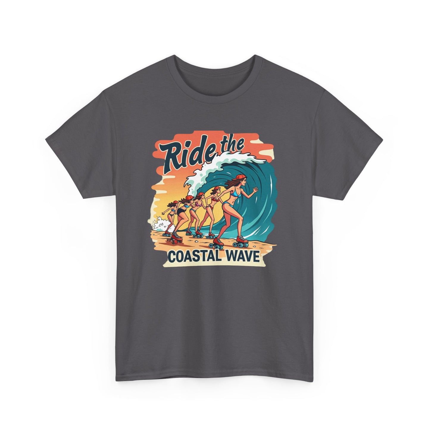Follow the Wave, Unisex Heavy Cotton Tee - Ride the Wave Vintage Surf Design - Psychonaut Swag