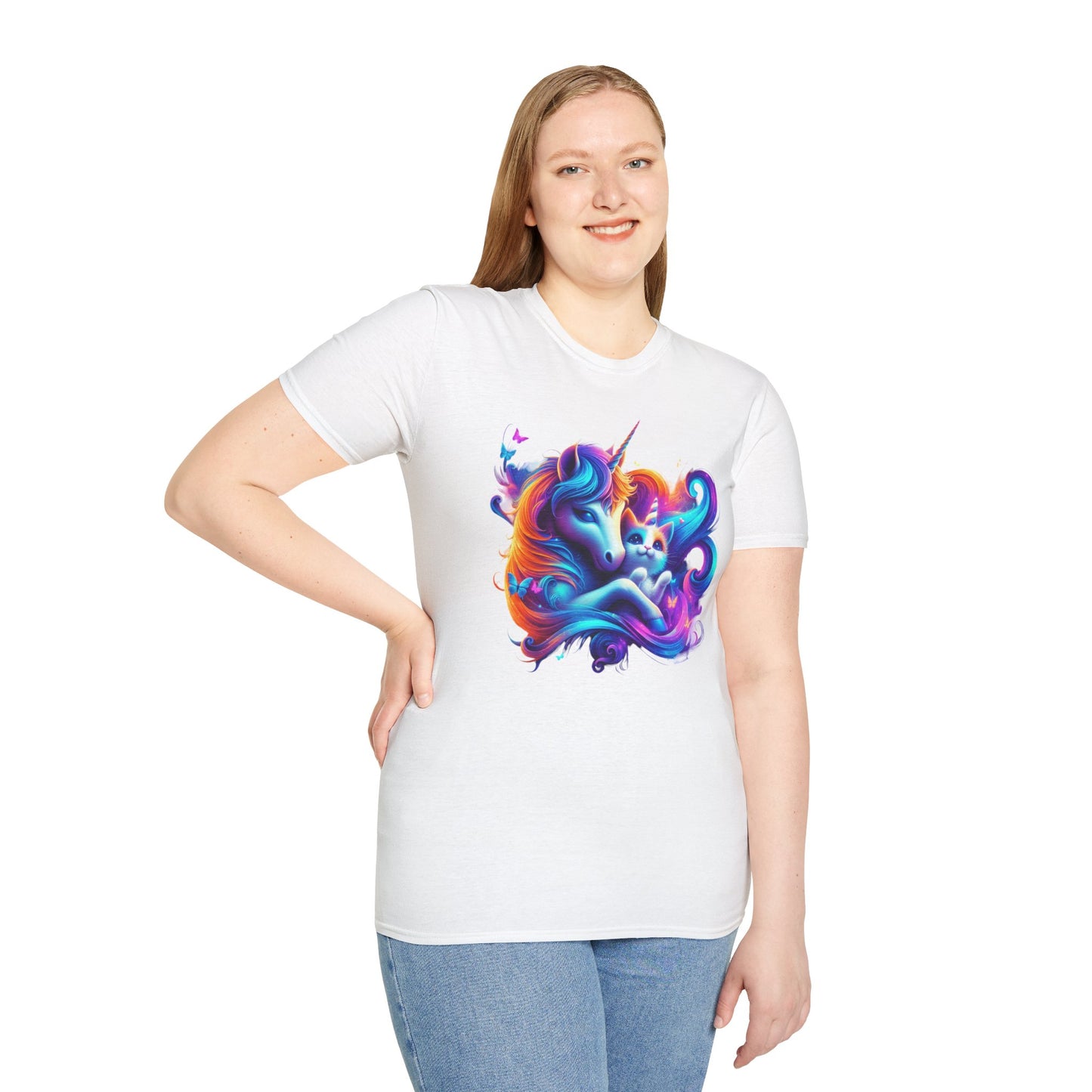 Unicorn with Caticorn Unisex T-Shirt - Magic of Unicorns hugging the Caticorns - Psychonaut Swag