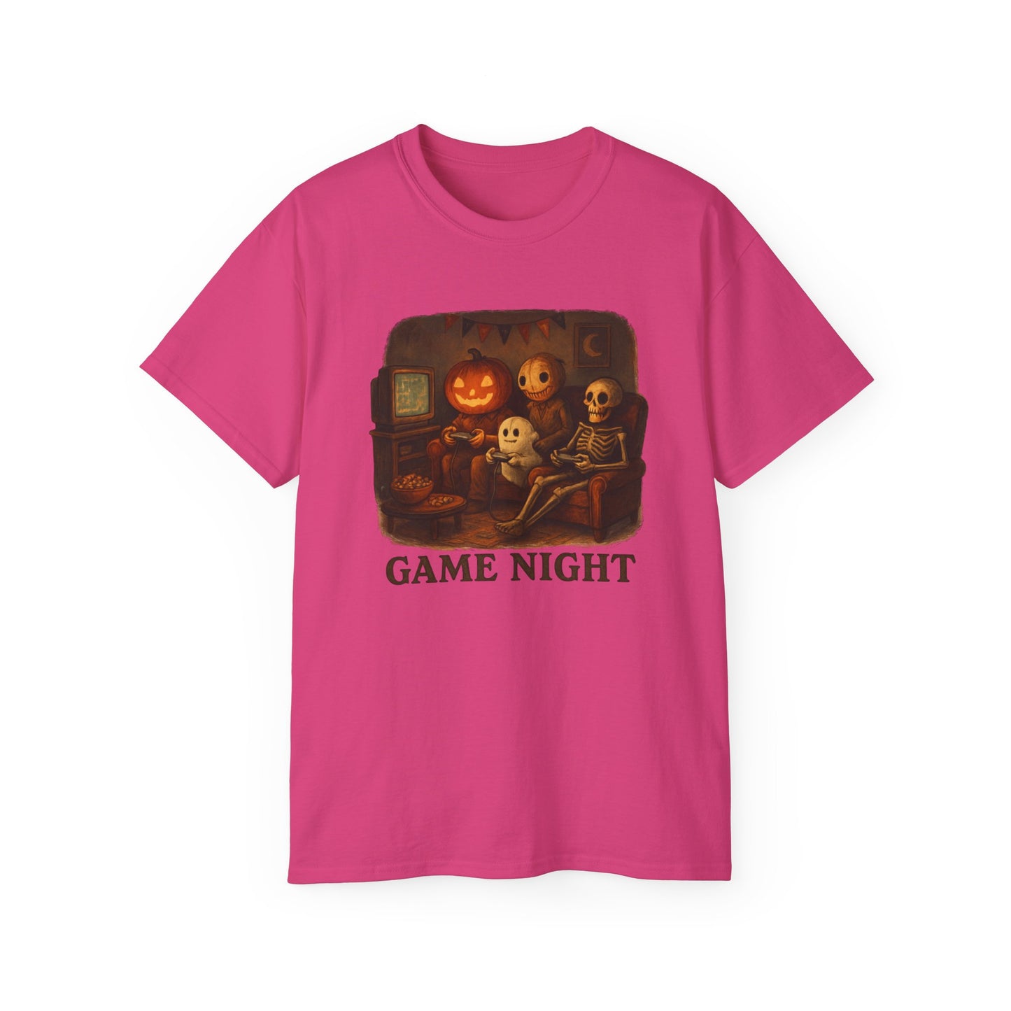 Game Night Tee, Halloween Shirt, Unisex Cotton T-Shirt, Spooky Fun Apparel, Perfect for Gathering and Celebrations