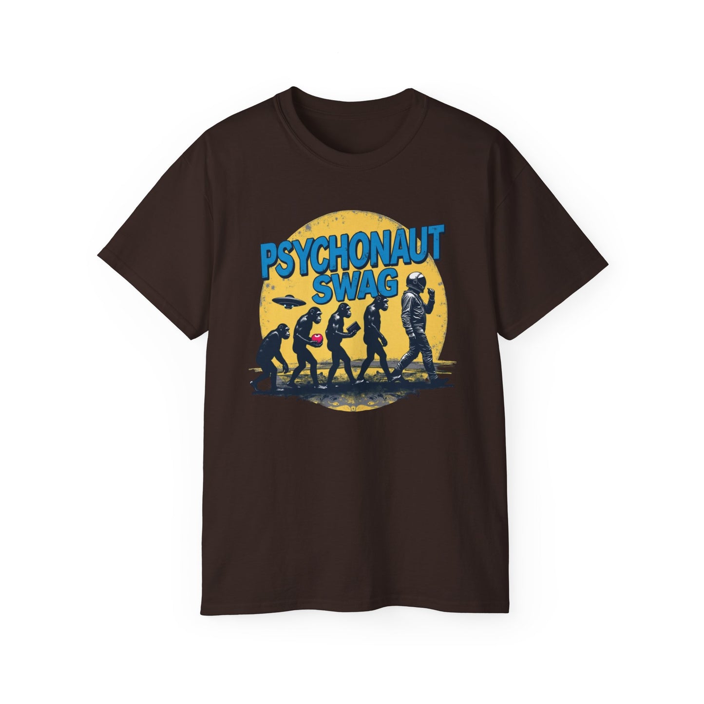 Psychonaut Evolution of Man Sunset, Unisex Tee, Retro Graphic T-Shirt, Music Festival Attire, Gift for Gamers, Casual Streetwear - Psychonaut Swag