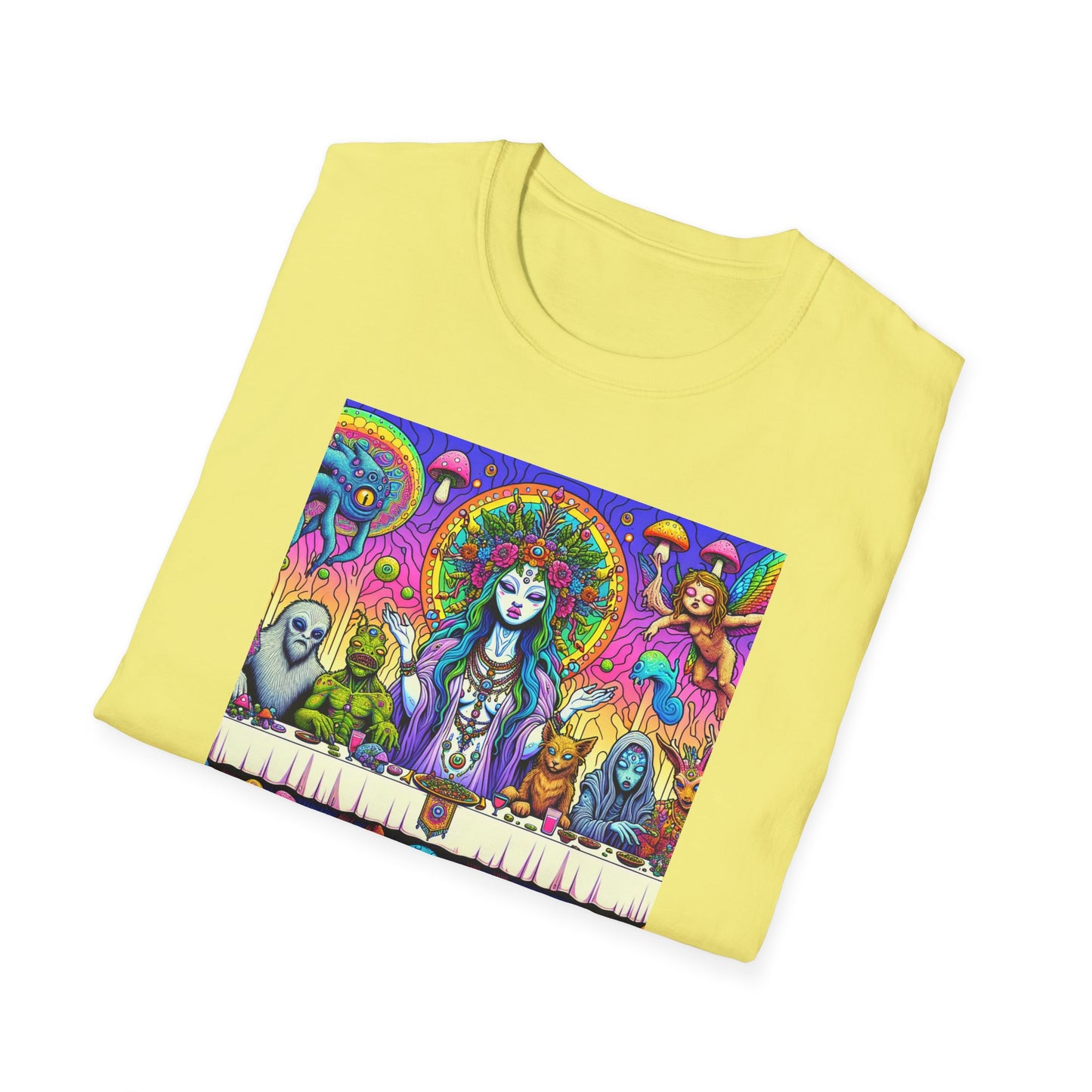 Mushroom Last Supper, Unisex Softstyle T-Shirt - Psychonaut Swag