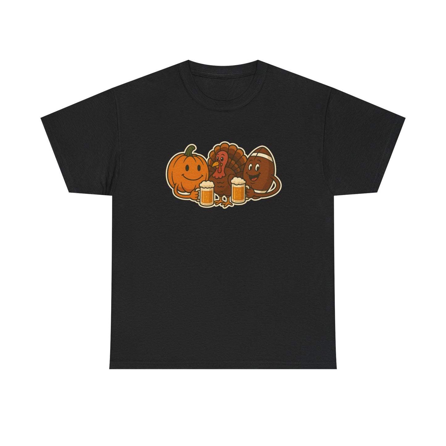 Thanksgiving Day Football & Beer Unisex Cotton Tee, Autumn T-Shirt, Holiday Apparel, Halloween Gift, Family Gathering Outfit, Seasonal Clothing