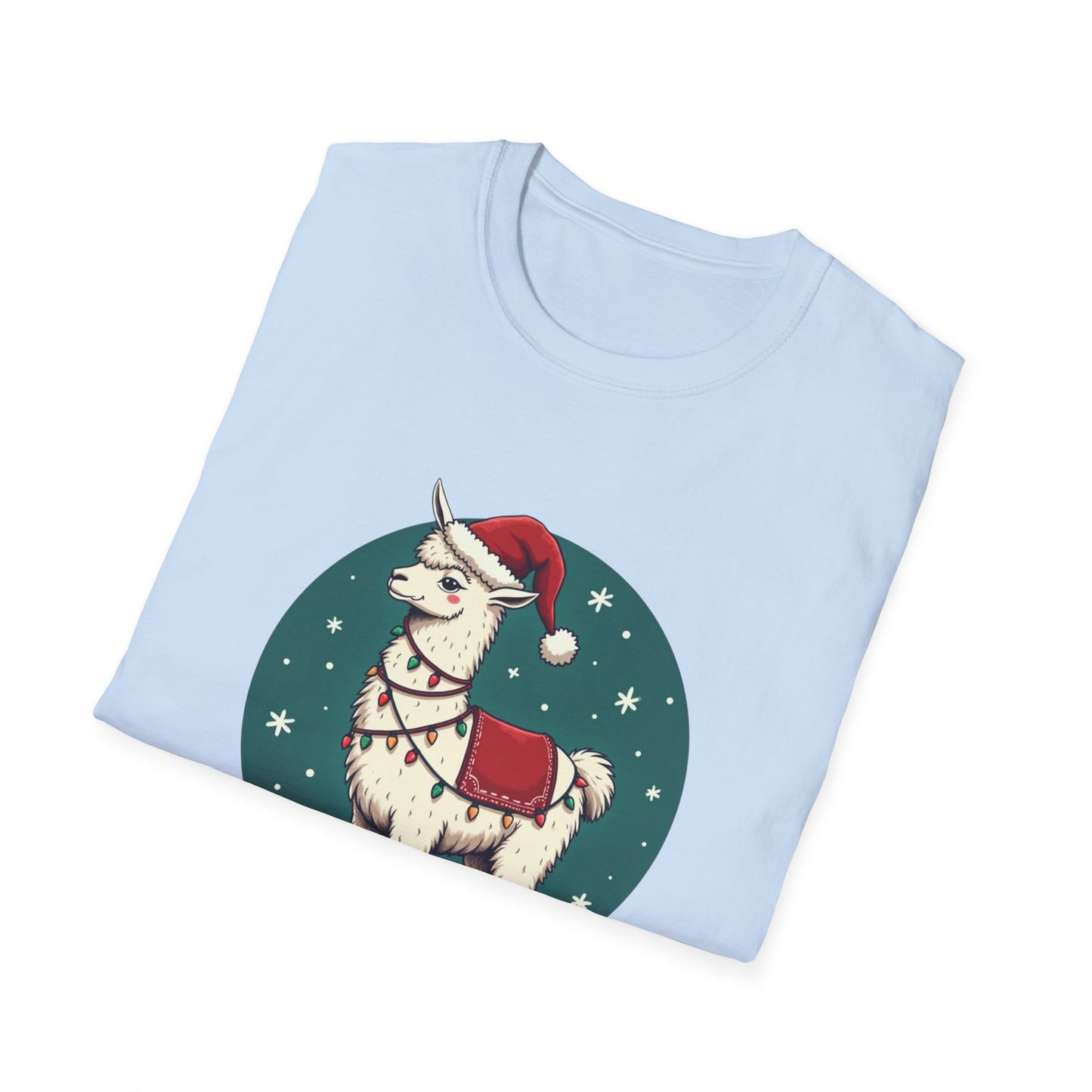 Christmas Llama T-Shirt — Cute Santa Hat Holiday Graphic Tee