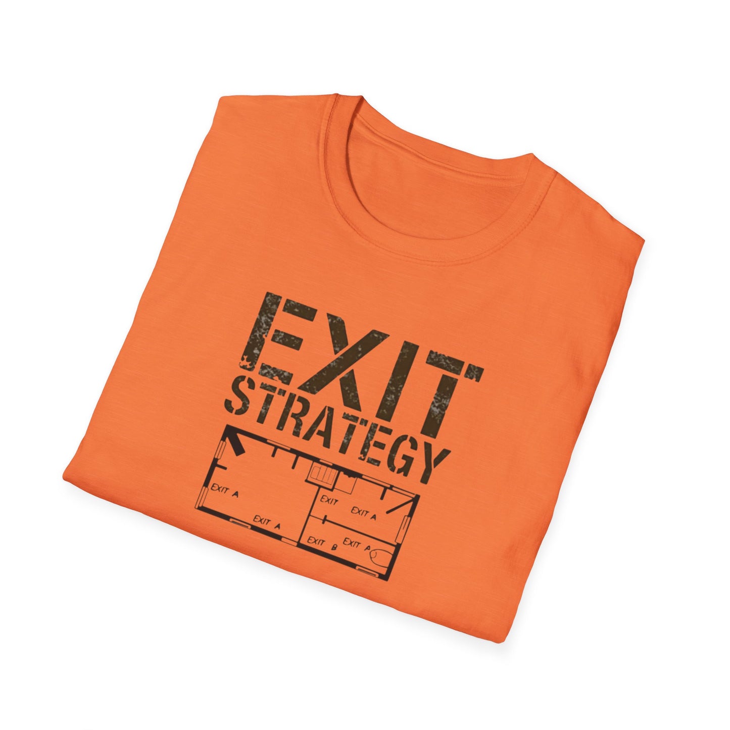 Exit Strategy Unisex Softstyle T-Shirt, Casual Wear, Fun Graphic Tee, Gift for Friends, Statement Shirt, Everyday Comfort - Psychonaut Swag
