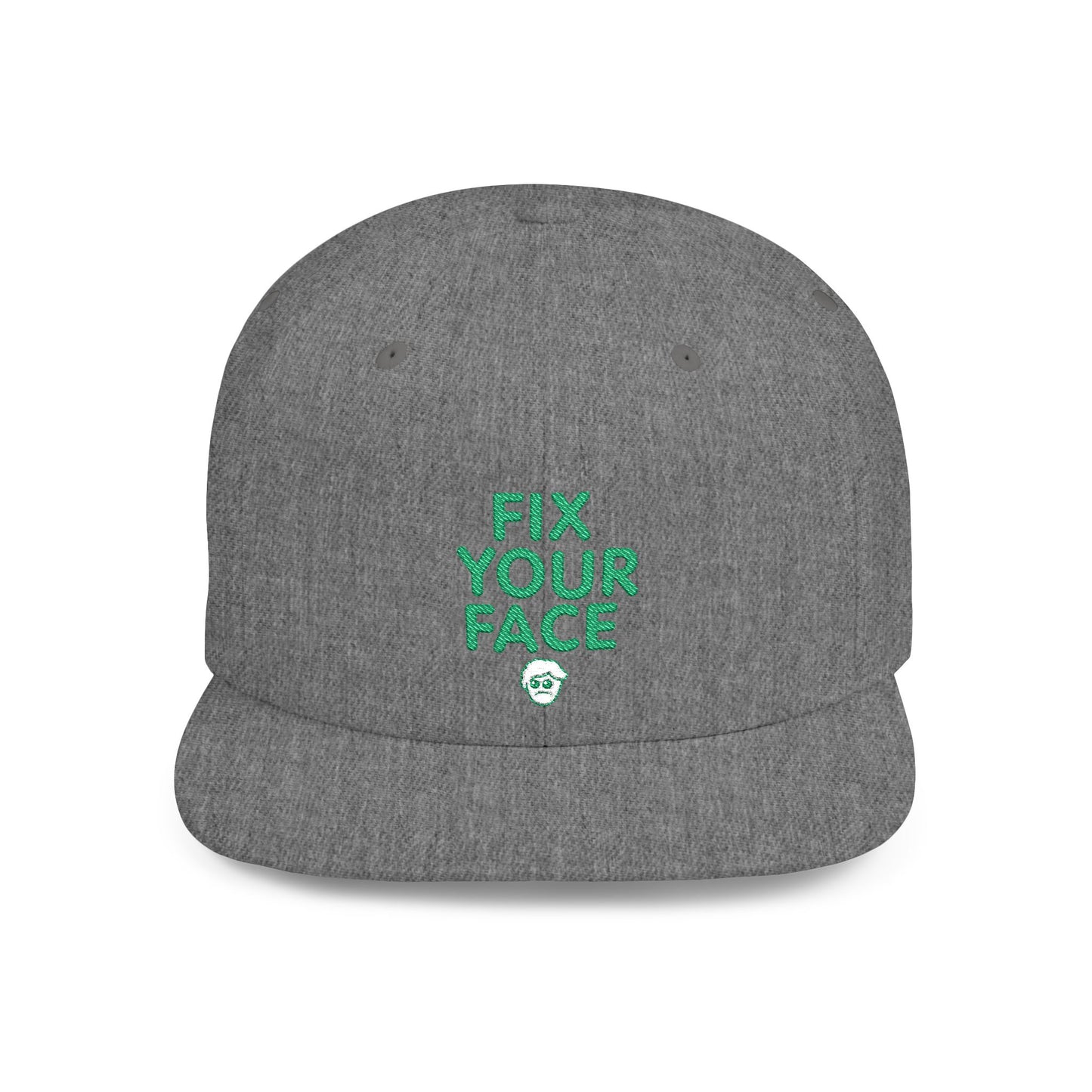 Fix Your Face-Leah, Flat Bill Snapback Cap, Trendy Snapback Hat, Funny Quote Hat, Casual Streetwear Cap, Unique Gift for Friends