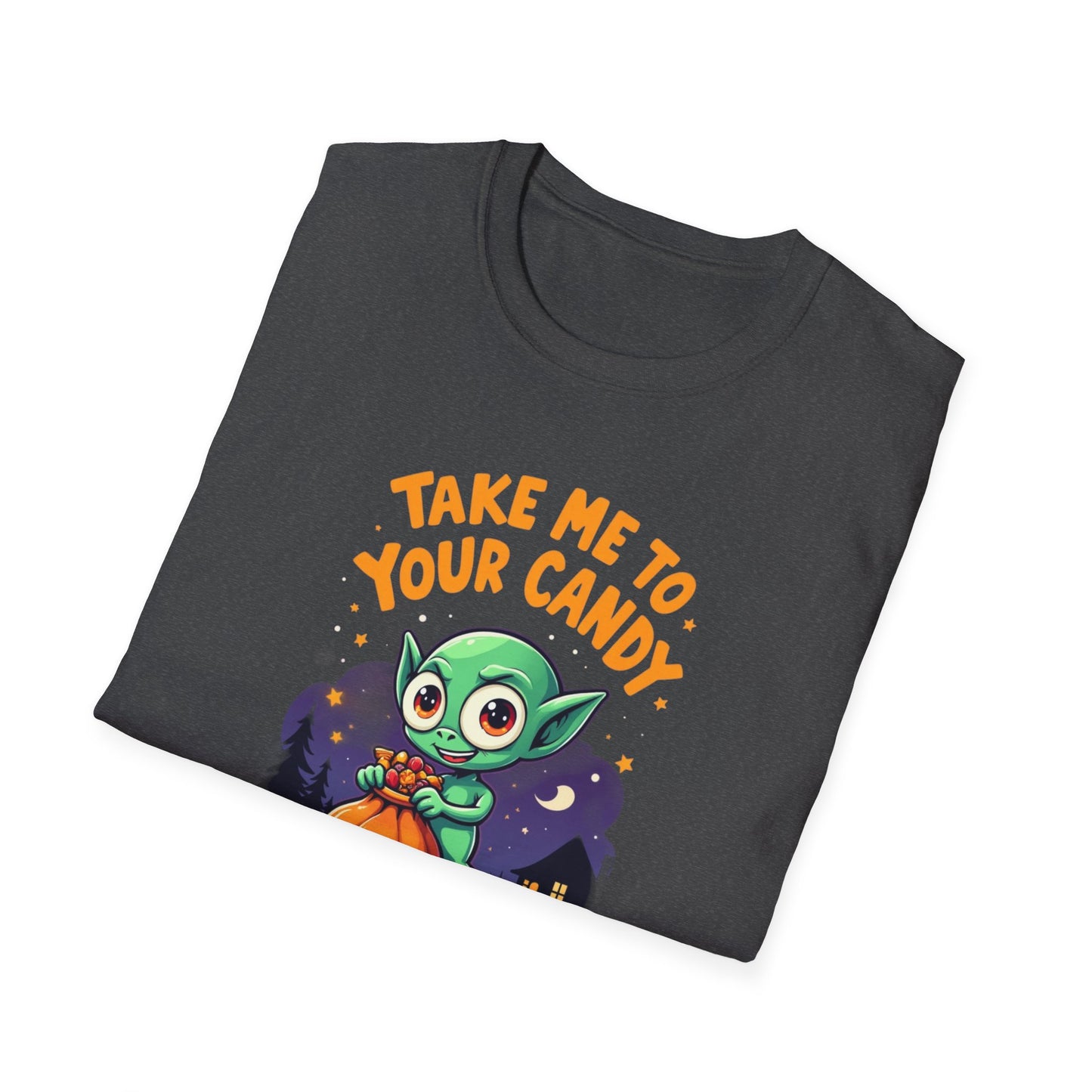 Trick or Treat Alien, T-Shirt, Cute Graphic Tee, Trick or Treat Shirt, Unisex Halloween Apparel, Fun Holiday Outfit