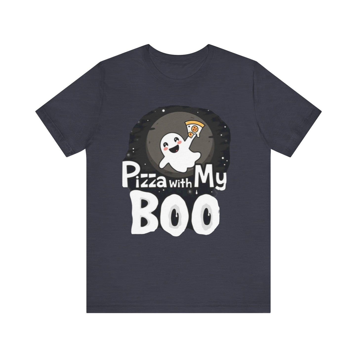 Ghost Pizza Boo Tee - Unisex Jersey Short Sleeve T-Shirt, Funny Halloween Shirt, Spooky Costume, Ghost Lover Gift, October Celebration