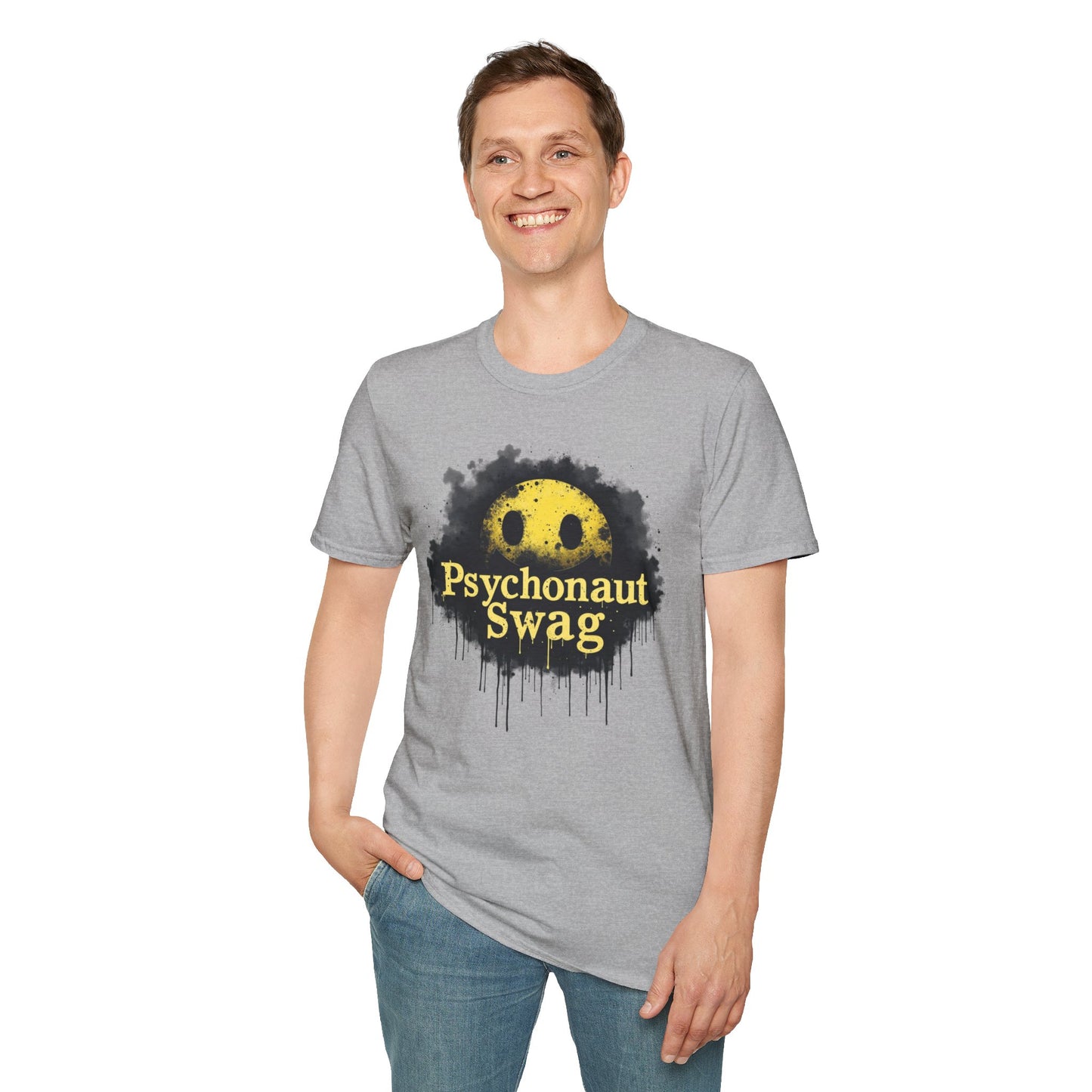 Psycho Smile, Pyschonaut Swag T-Shirt - Unisex Softstyle Tee, Casual Wear, Gift for Gamers, Festival Attire, Streetwear Fashion
