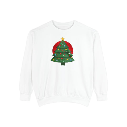 Christmas Tree Sweater, Unisex Garment-Dyed Sweatshirt