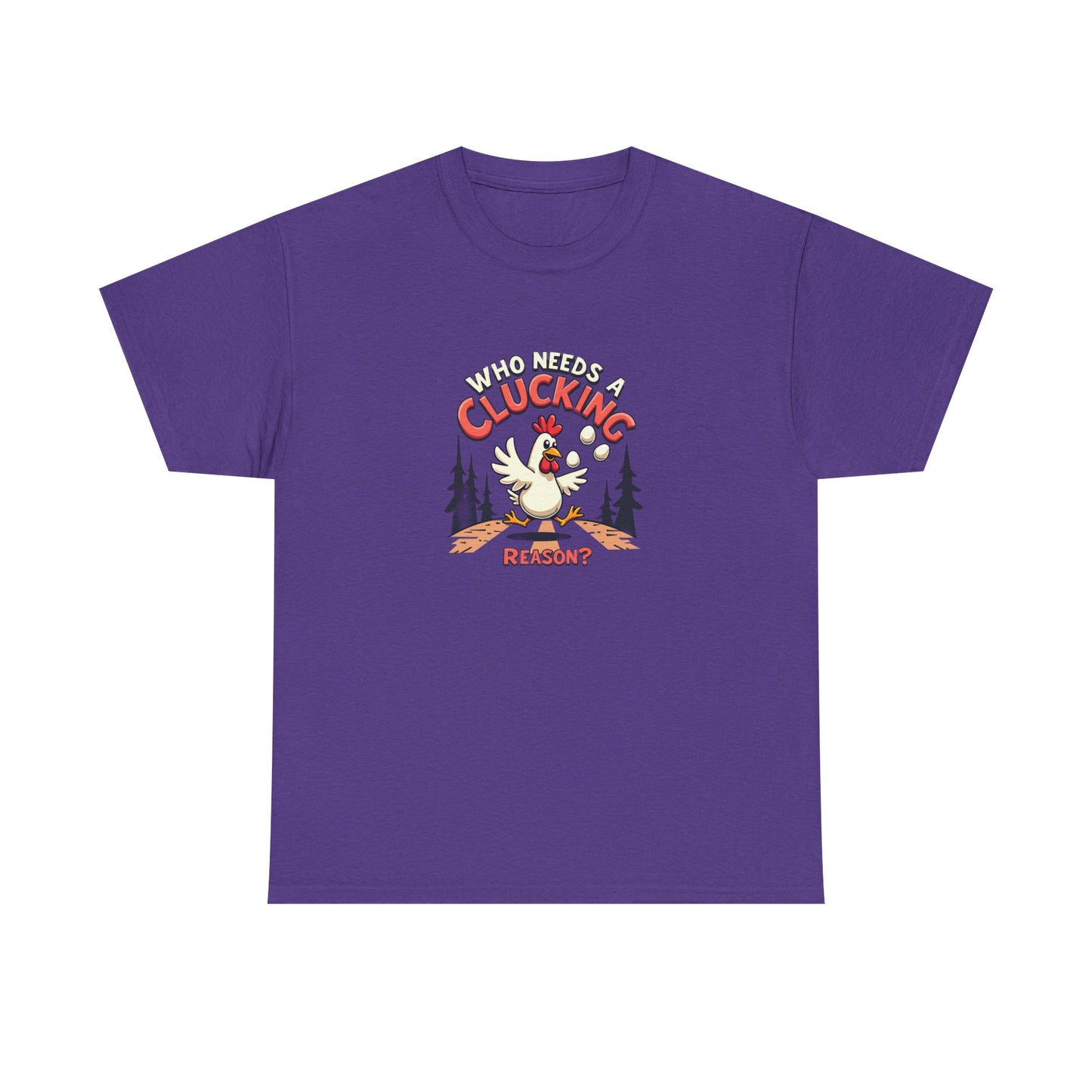 Funny Chicken Crossing Road, Themed Unisex Heavy Cotton Tee - "Who Needs a Clucking Reason?" - Psychonaut Swag