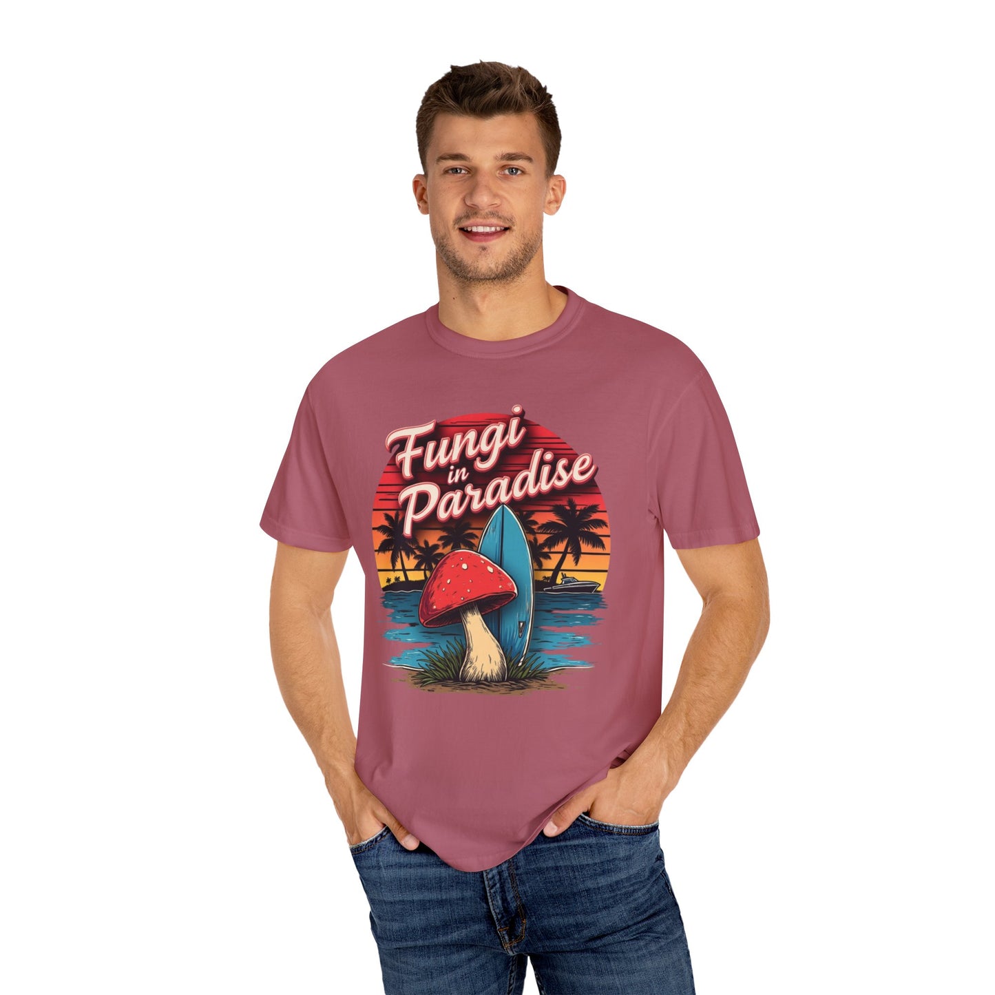 Fungi in Paradise Design, Relaxed Tee, Vintage Style Shirt, Gift for Nature Lovers, Eco-Friendly Apparel