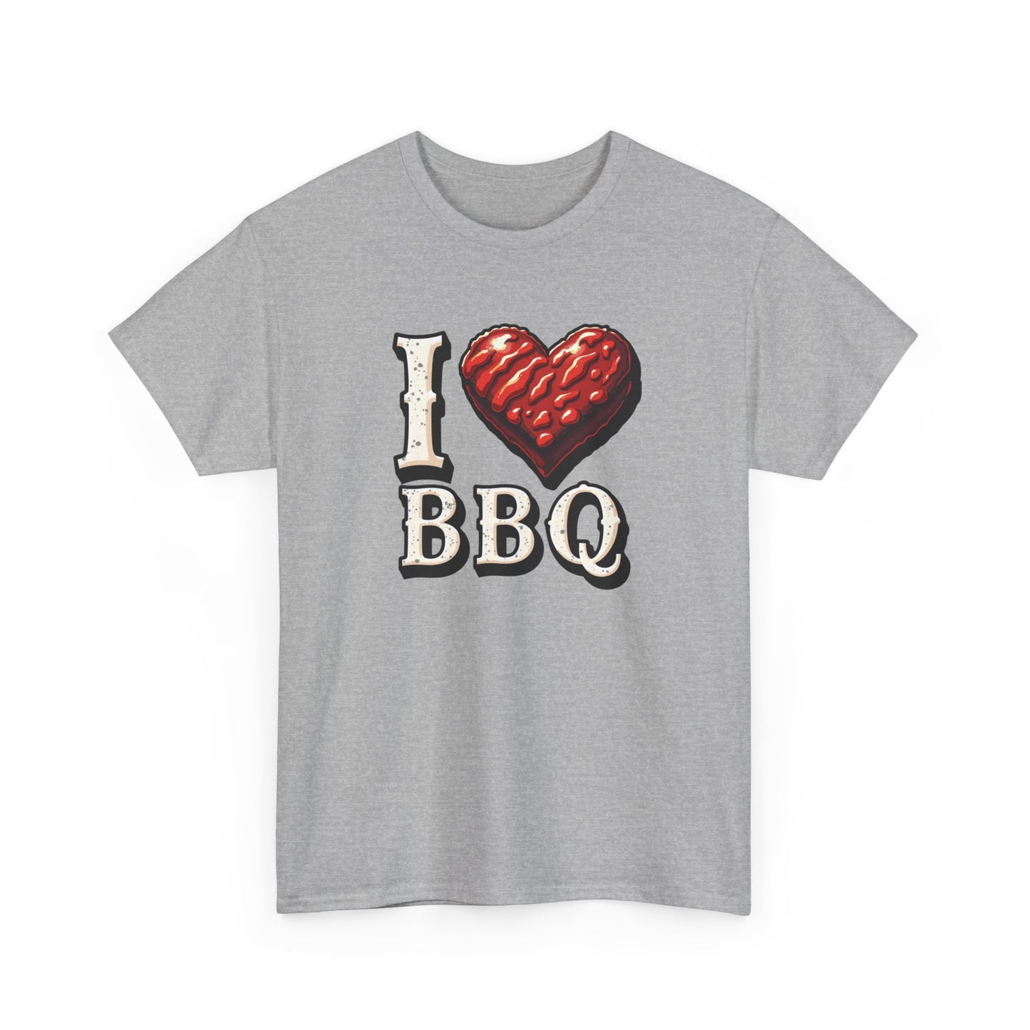 I Love BBQ Unisex Heavy Cotton Tee - Perfect for BBQ Lovers, Summer Cookouts, Grilling Events, Foodie Gift, Casual Wear - Psychonaut Swag
