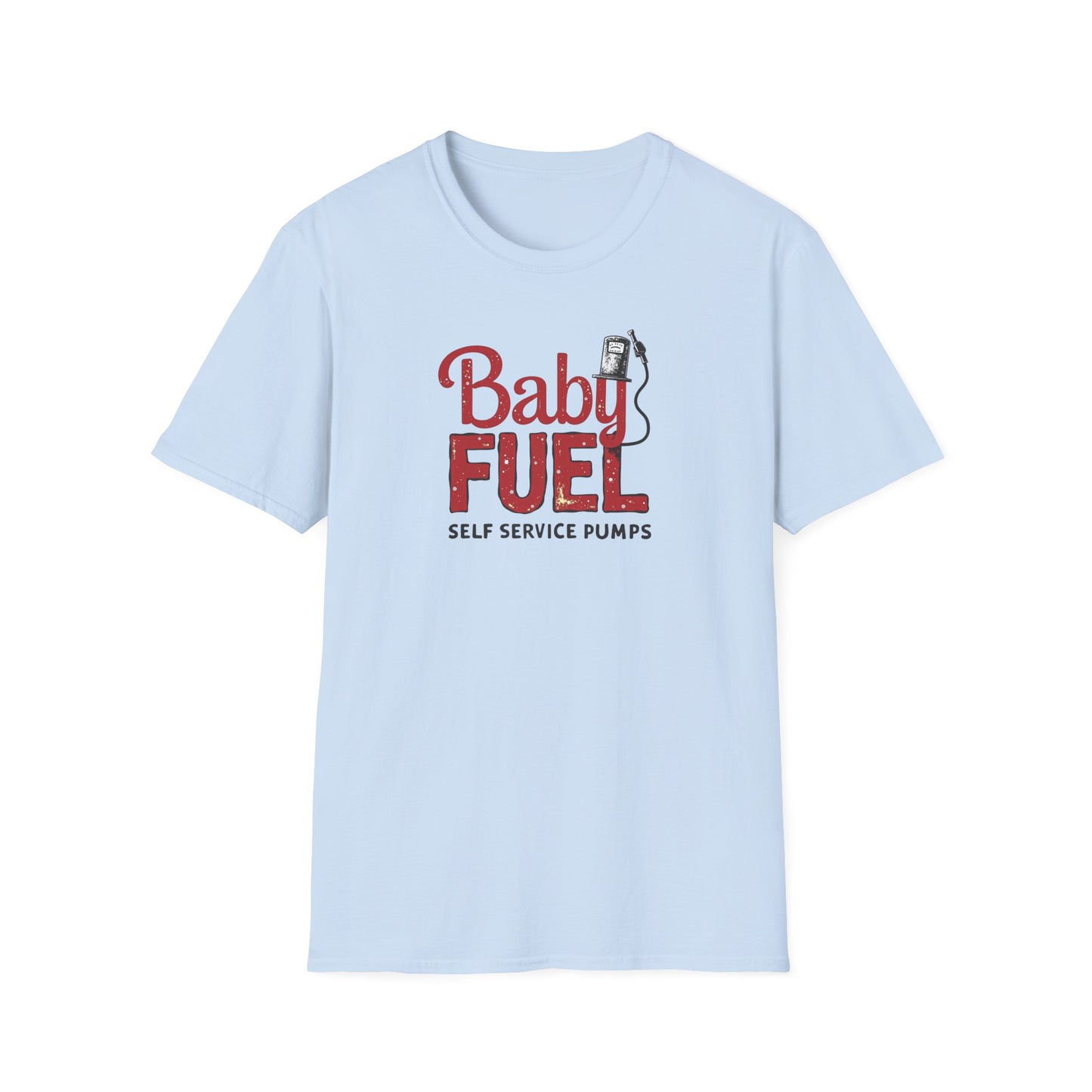 Baby Fuel, Vintage PumpThemed Unisex T-Shirt, Funny Baby Fuel Shirt, Gift for Car Lovers, Automotive Tee, Casual Everyday Wear - Psychonaut Swag