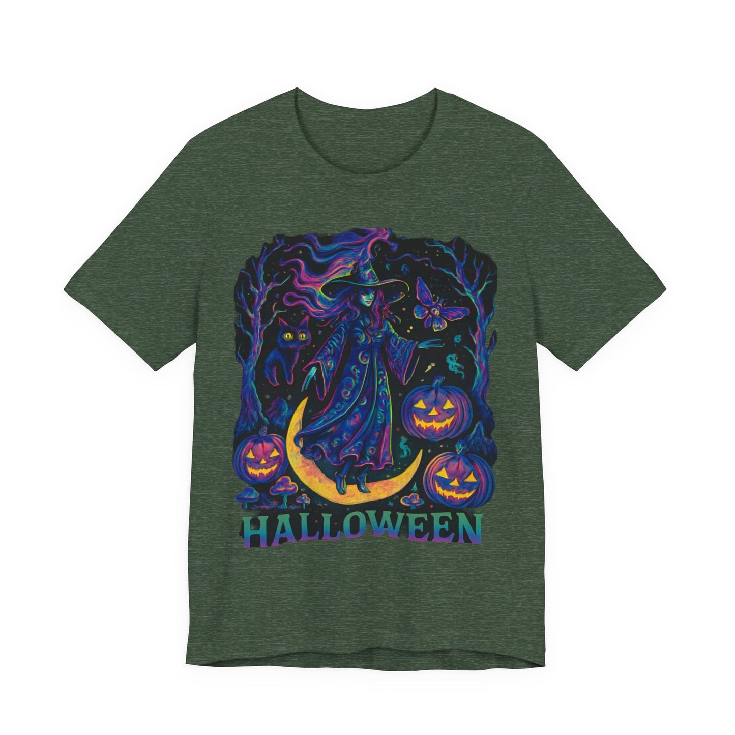 Halloween Witch Graphic Tee, Spooky T-Shirt, Unisex Short Sleeve Shirt, Halloween Costume, Pumpkin Shirt, Fall Festival Apparel